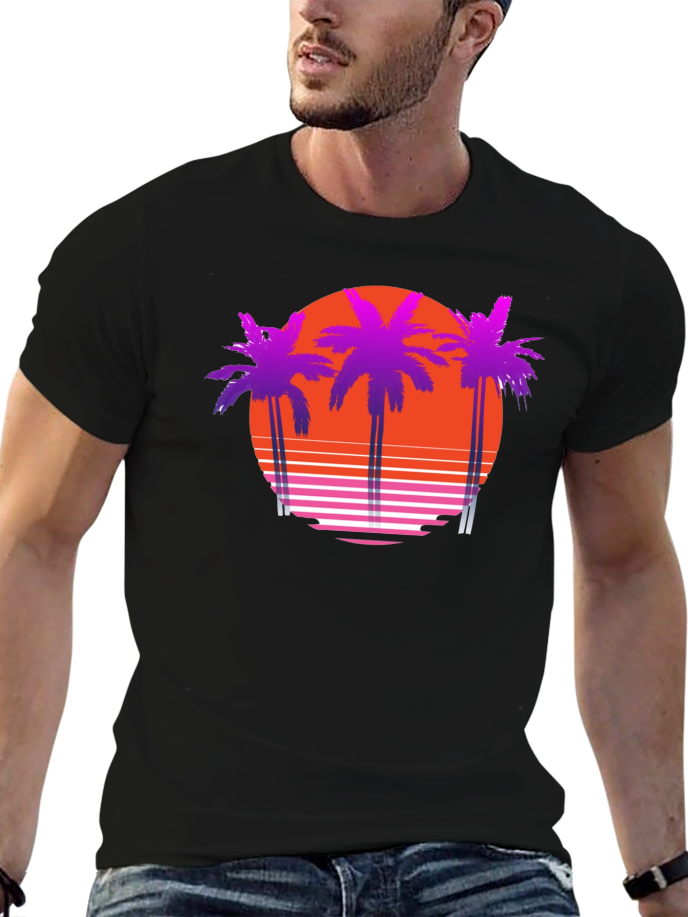 Retro Sunset Palm Tree T-Shirt