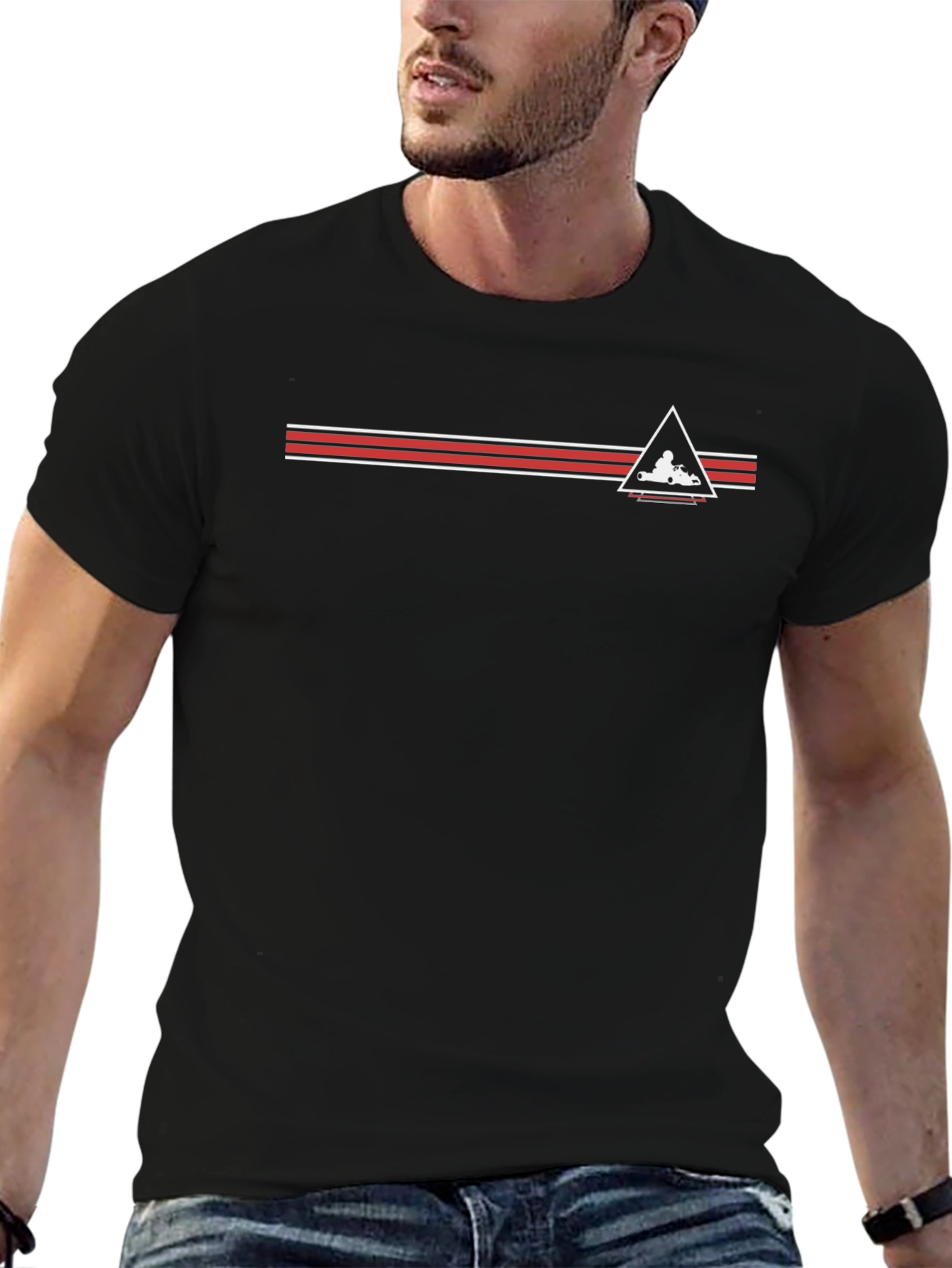 Mens Black Kart Racing Graphic Tee