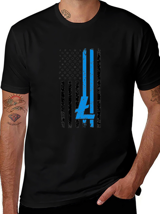 USA Flag Blue Line T-Shirt - Patriotic Support