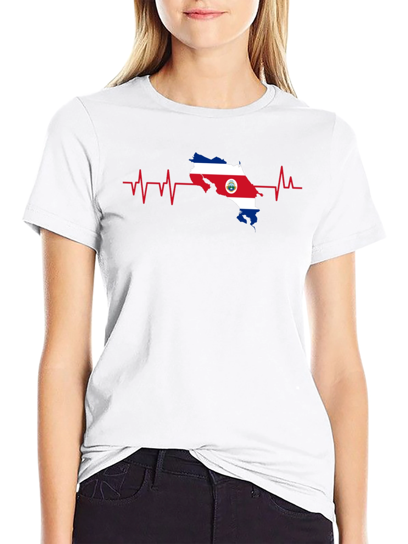 Costa Rica Heartbeat Flag T-Shirt