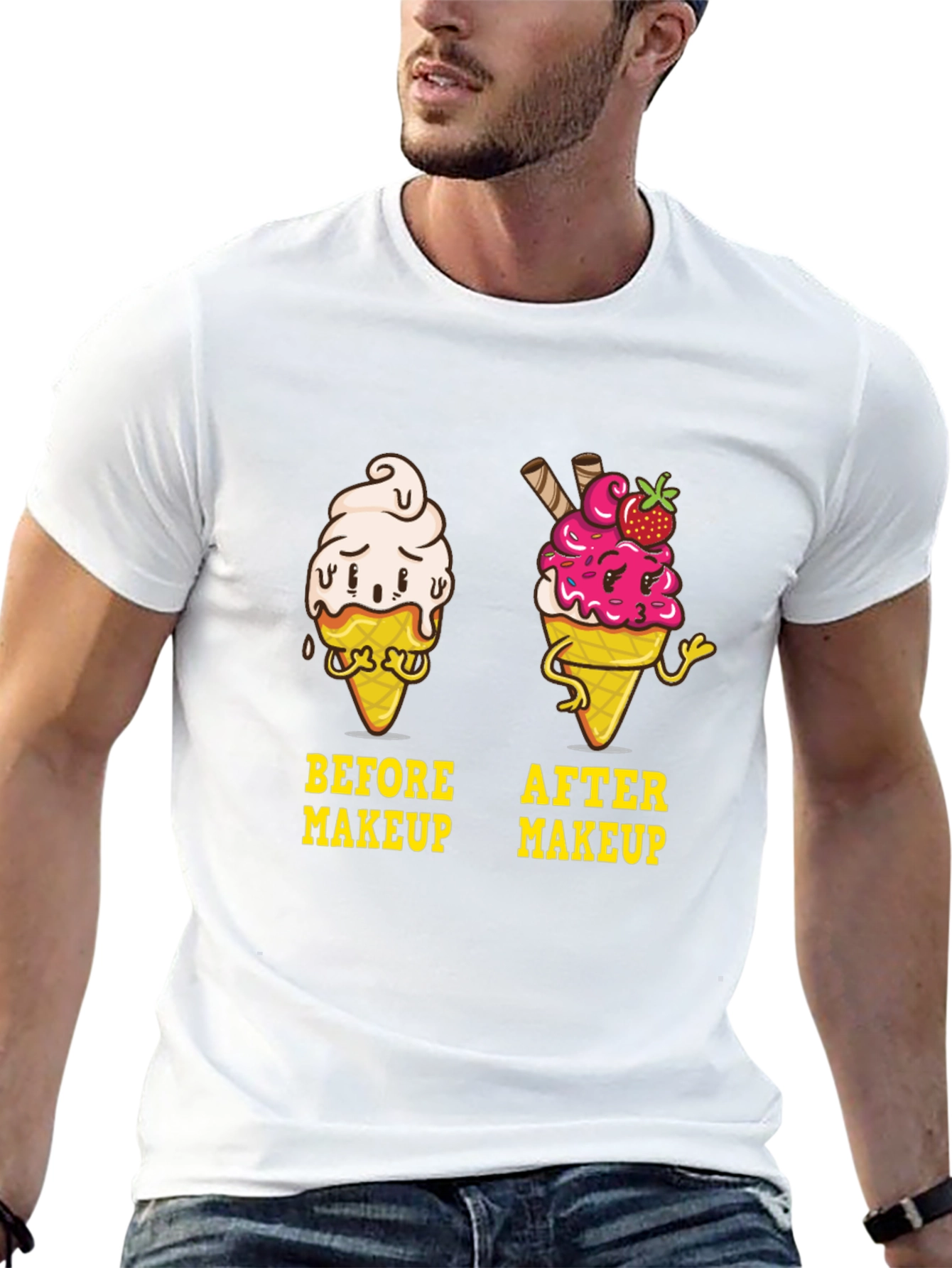 Before & After Makeup Ice Cream Graphic T-Shirt