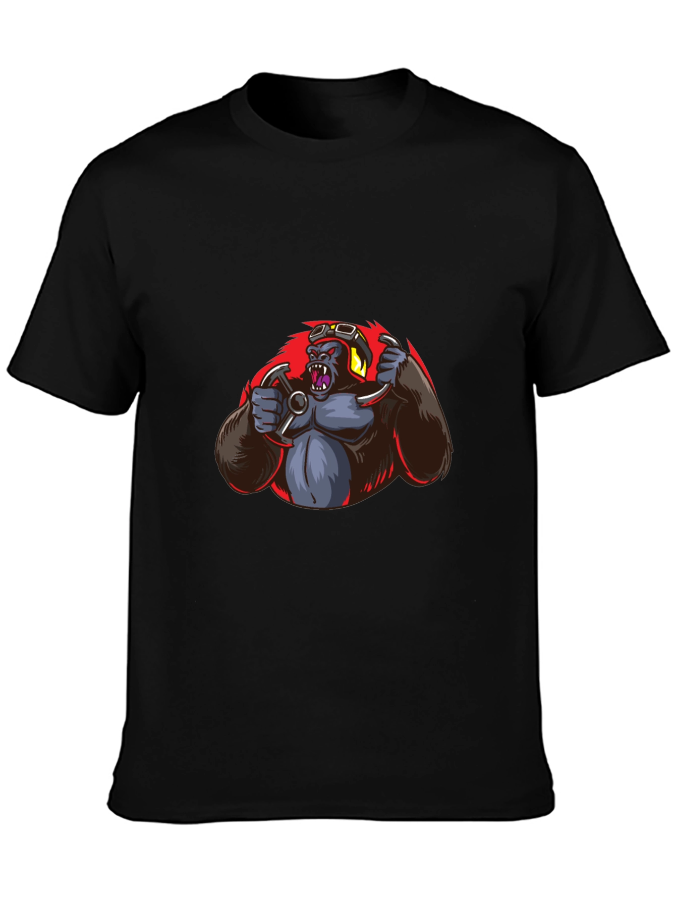 Biker Gorilla Graphic Tee - Black