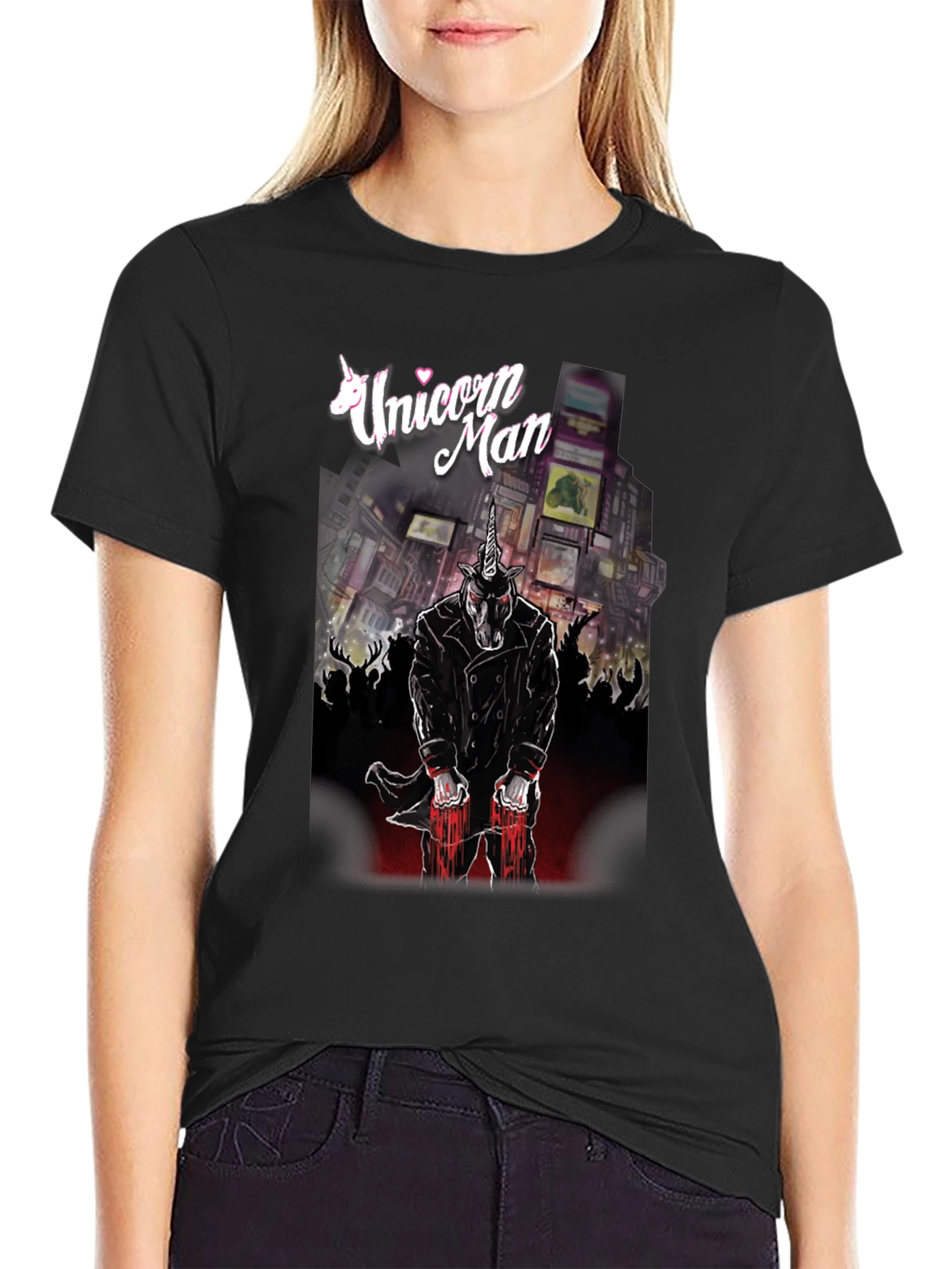 Unicorn Man Graphic T-Shirt - Black