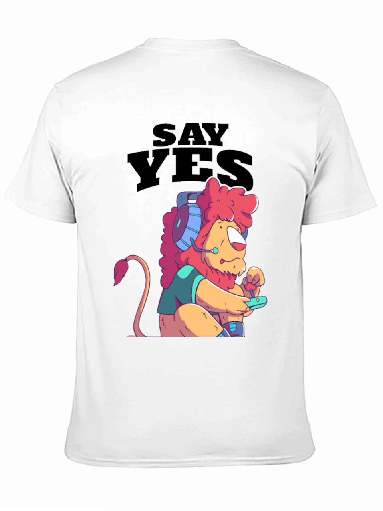 Say Yes Lion Gamer Black T-Shirt