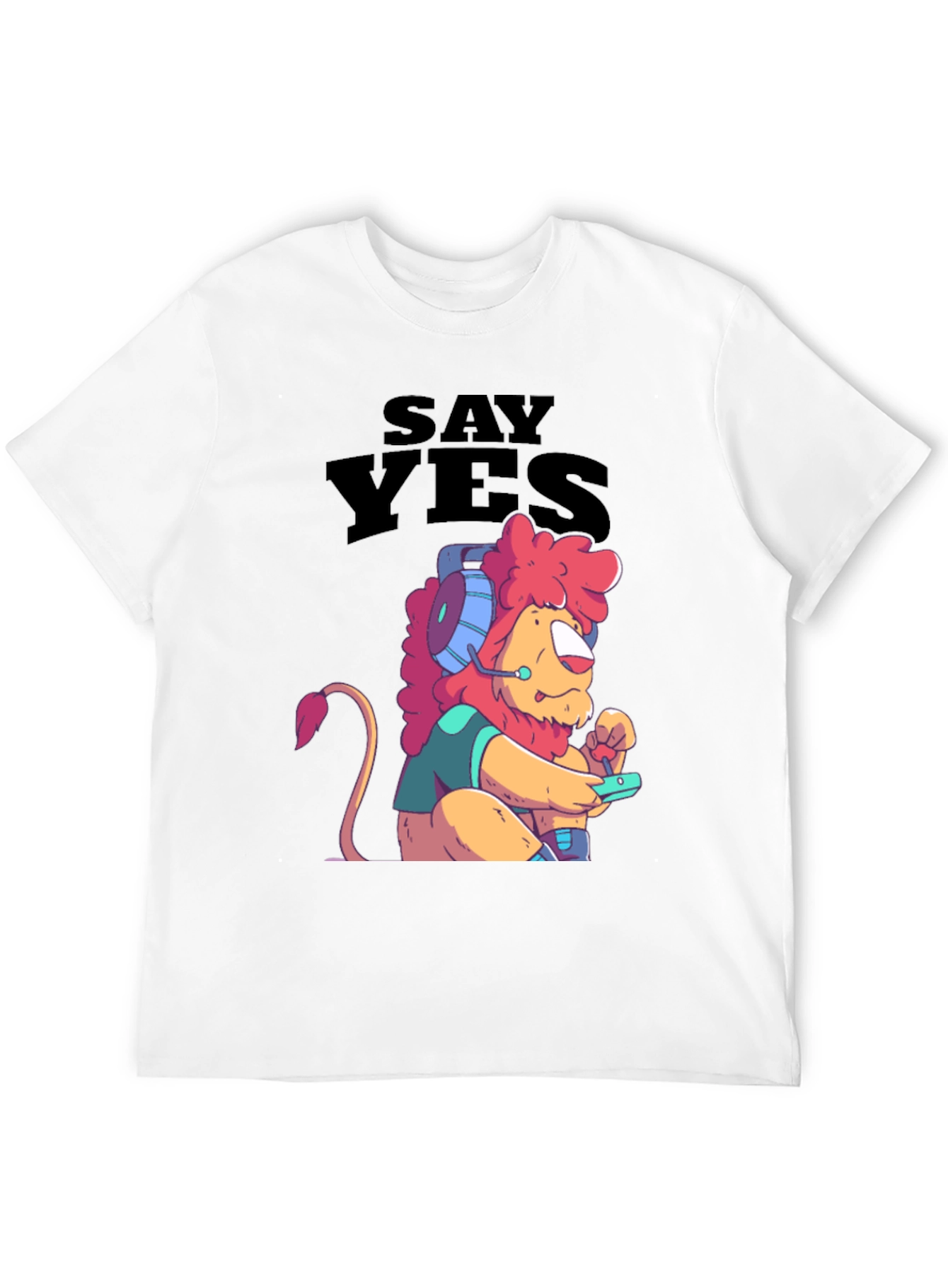 Say Yes Lion Gamer Black T-Shirt