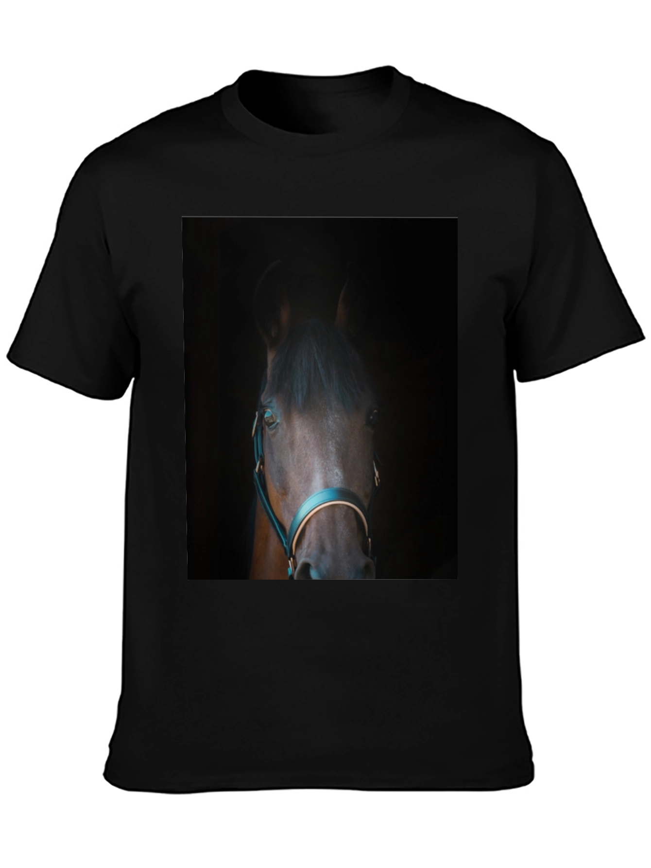 Horse Portrait Black T-Shirt - Equestrian Style