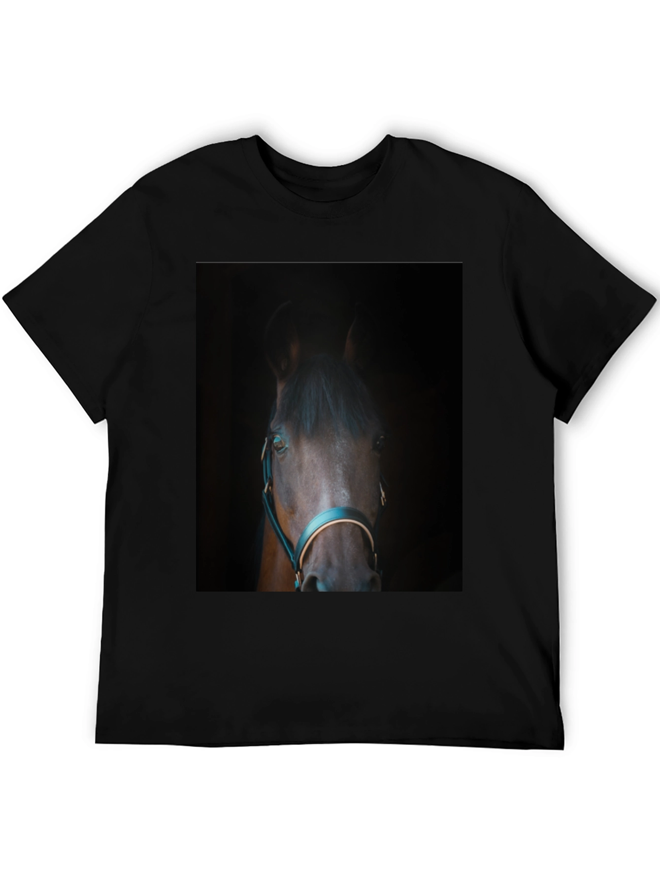 Horse Portrait Black T-Shirt - Equestrian Style