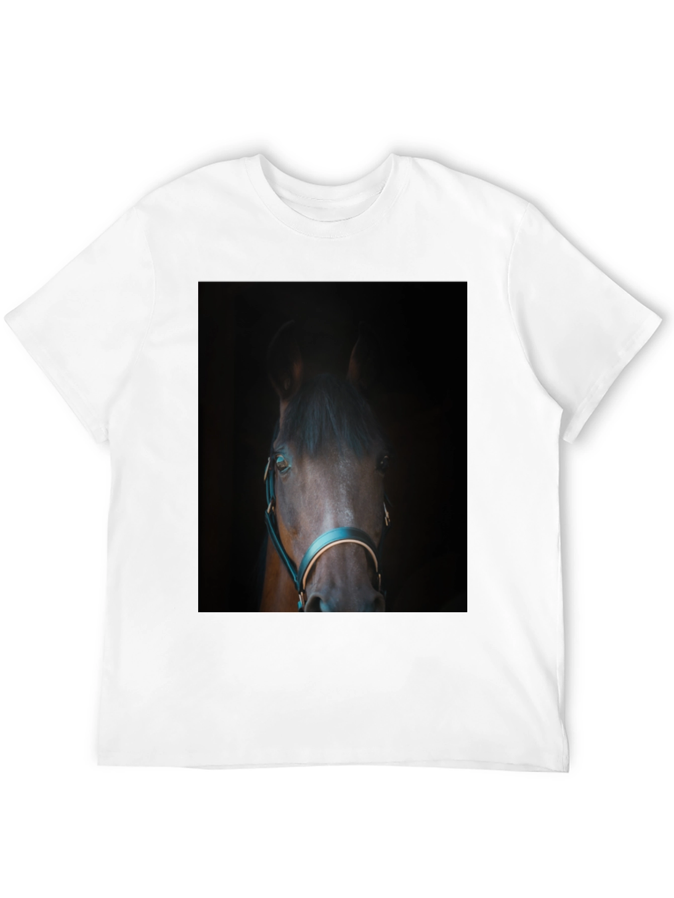 Horse Portrait Black T-Shirt - Equestrian Style