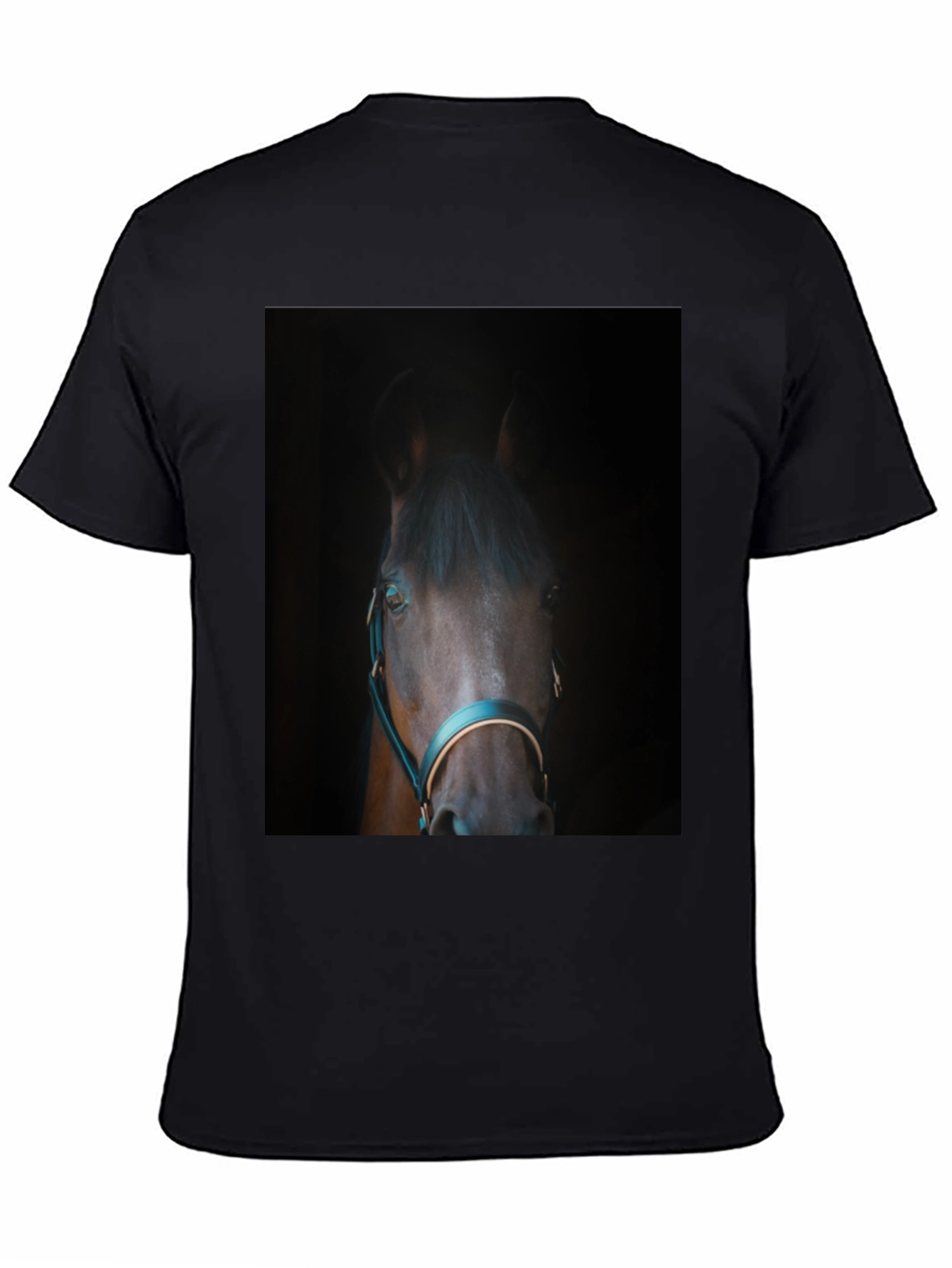 Horse Portrait Black T-Shirt - Equestrian Style