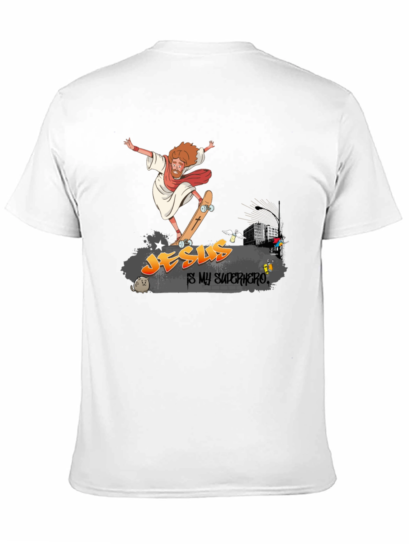 Jesus Skateboard Graphic Black Tee