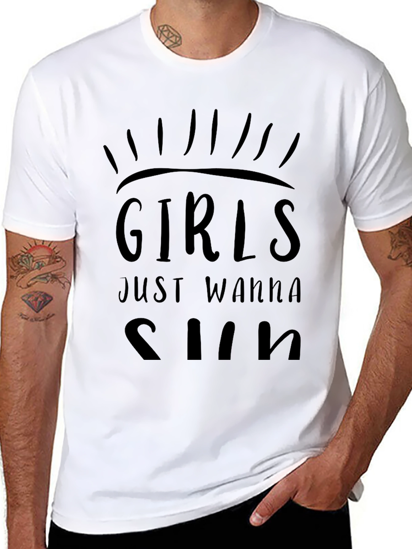 Girls Just Wanna Sun Graphic T-Shirt - Black