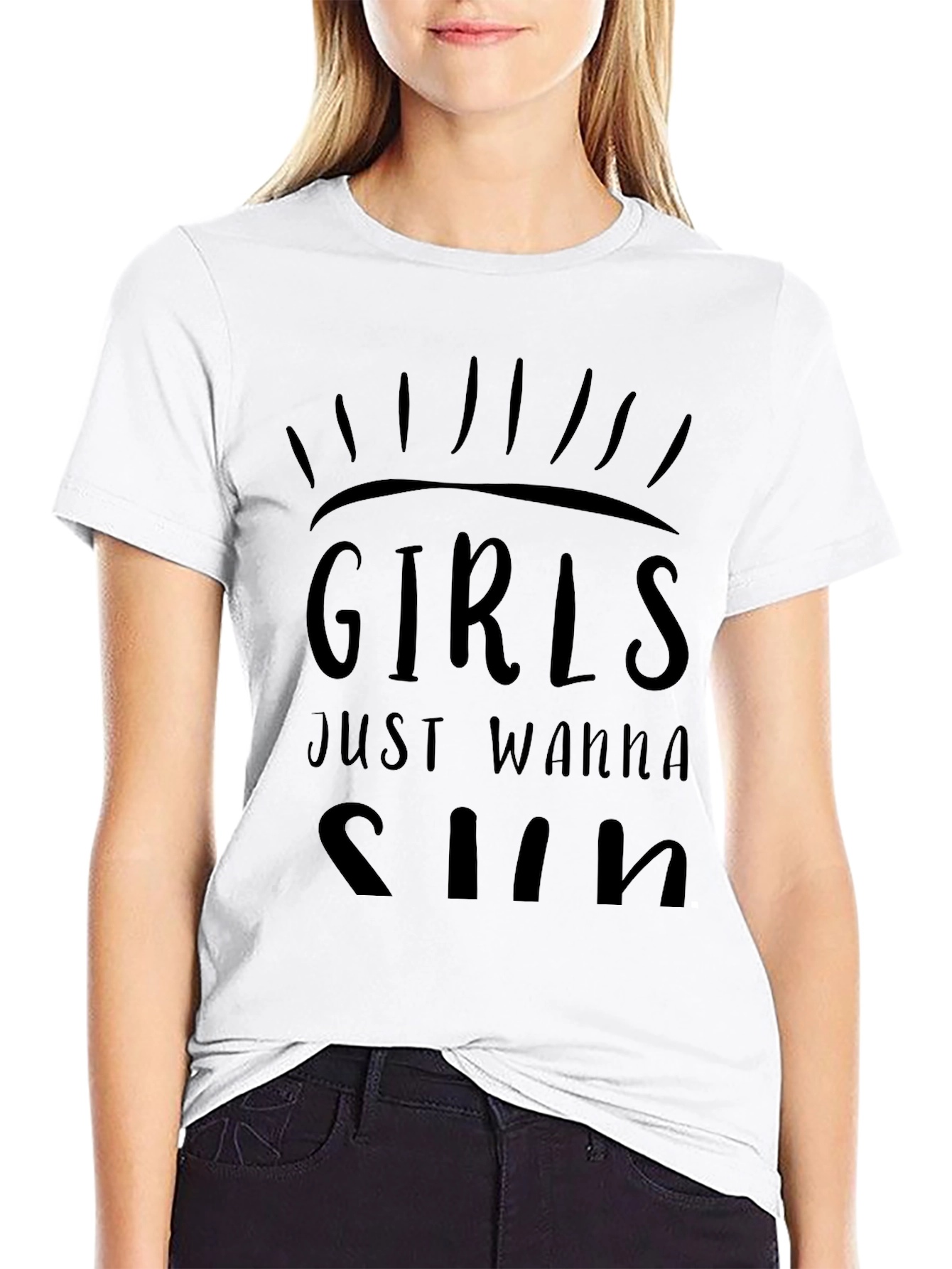 Girls Just Wanna Sun Graphic T-Shirt - Black