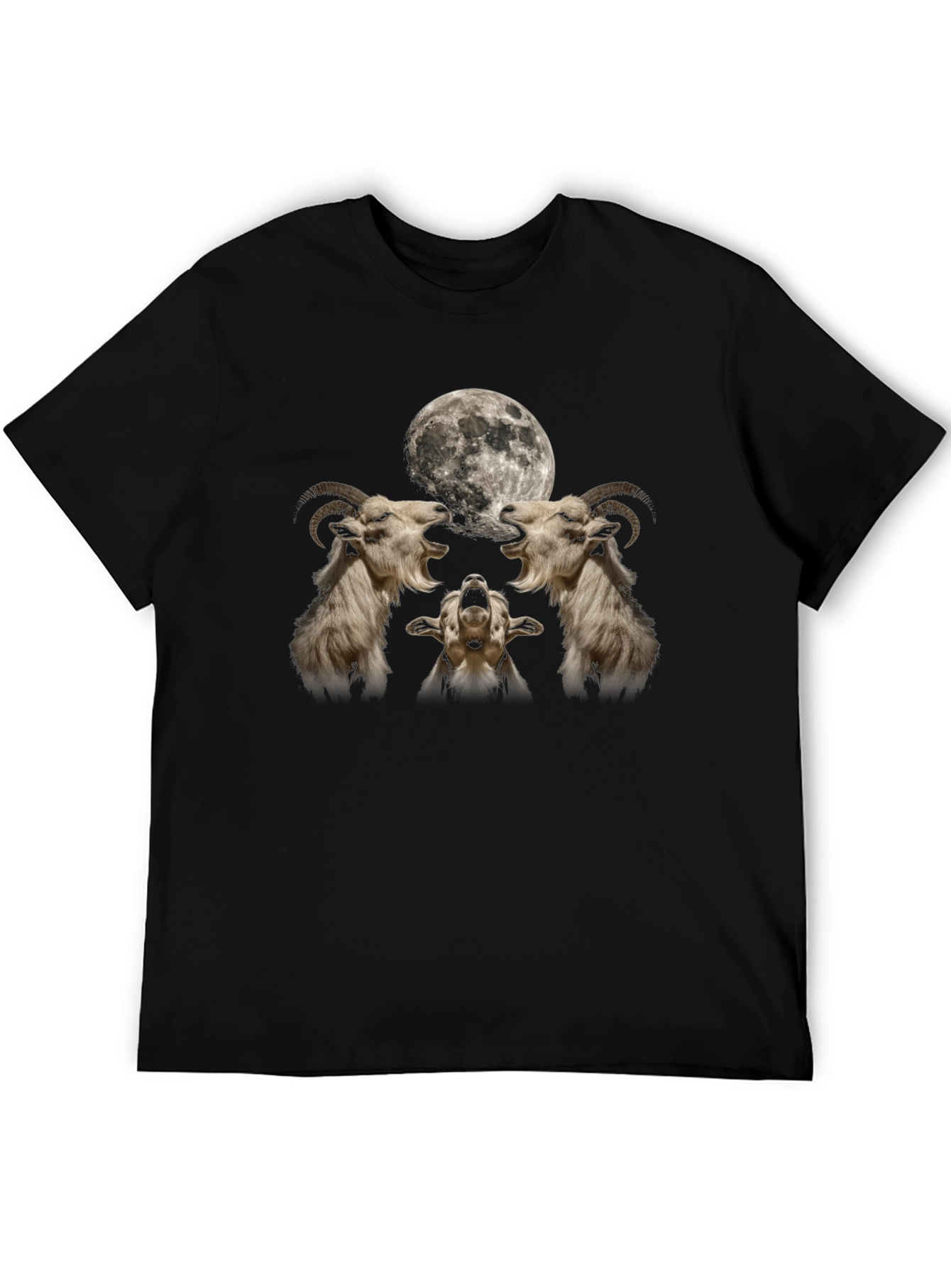 Goat Moon Howl T-Shirt - Black Graphic Tee