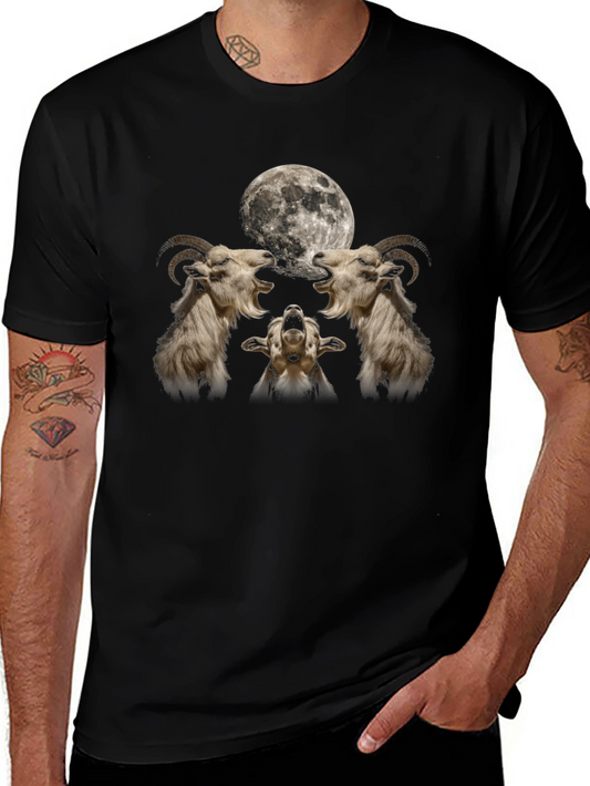 Goat Moon Howl T-Shirt - Black Graphic Tee