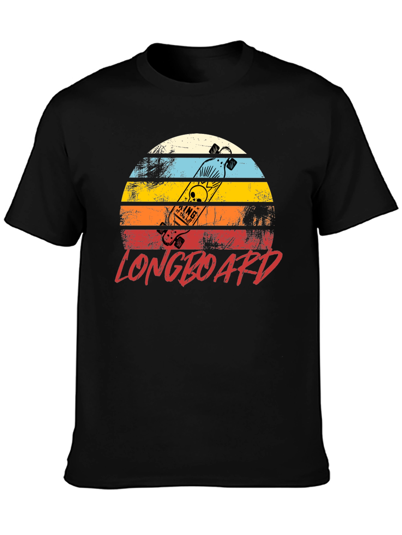 Retro Longboard Sunset Graphic T-Shirt