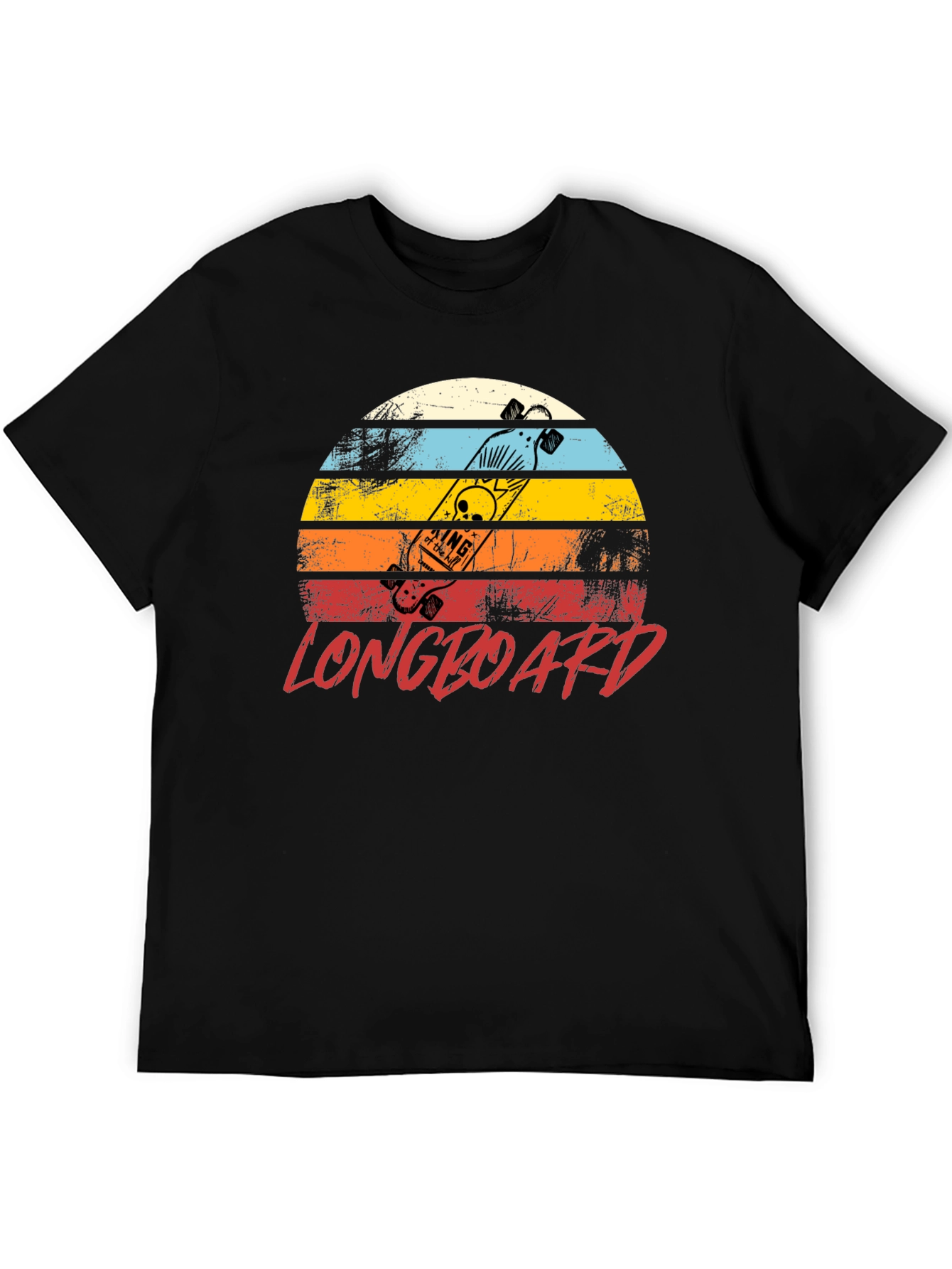 Retro Longboard Sunset Graphic T-Shirt