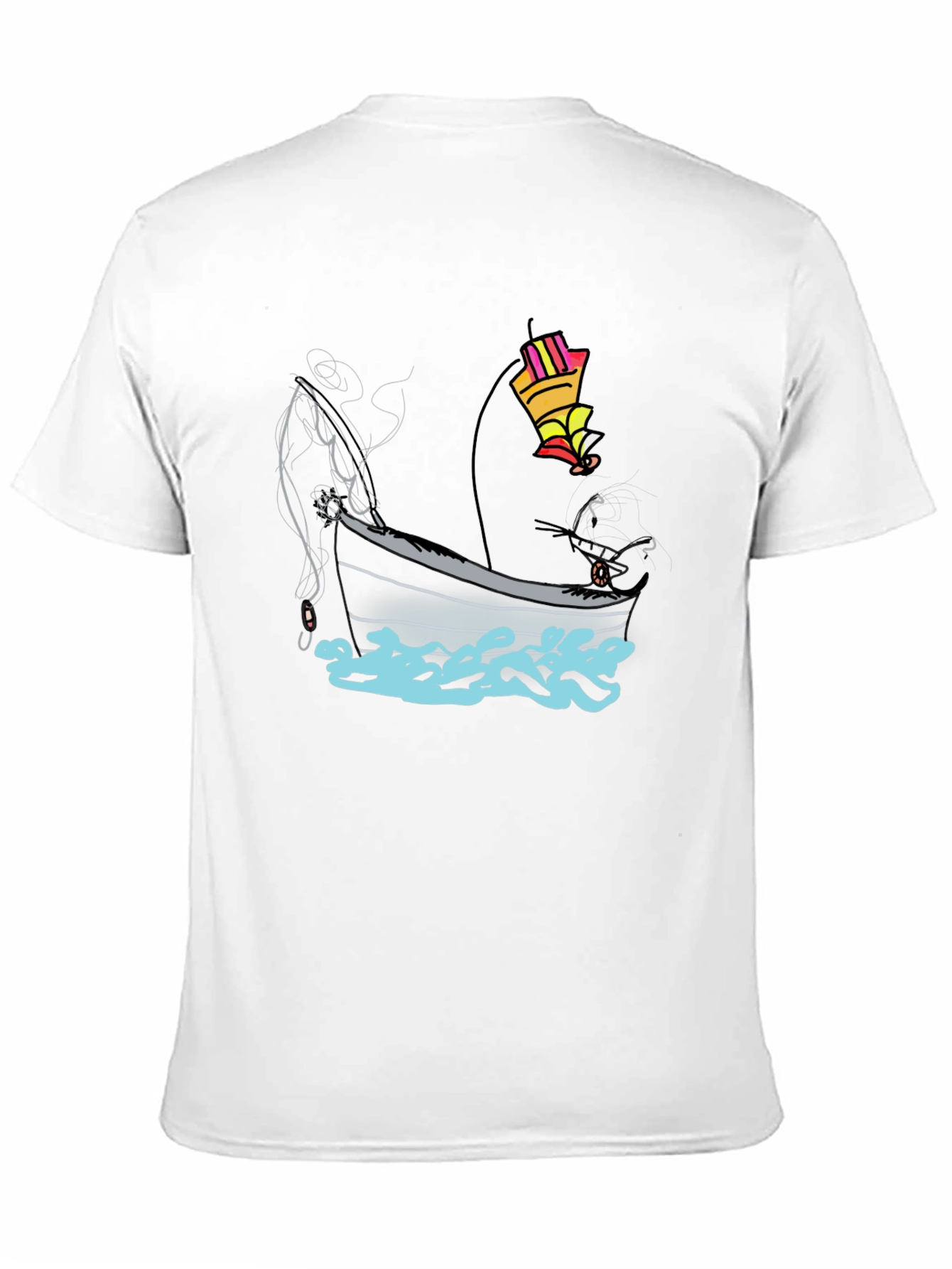 Fishing Boat Graphic Tee - Black Cotton T-Shirt