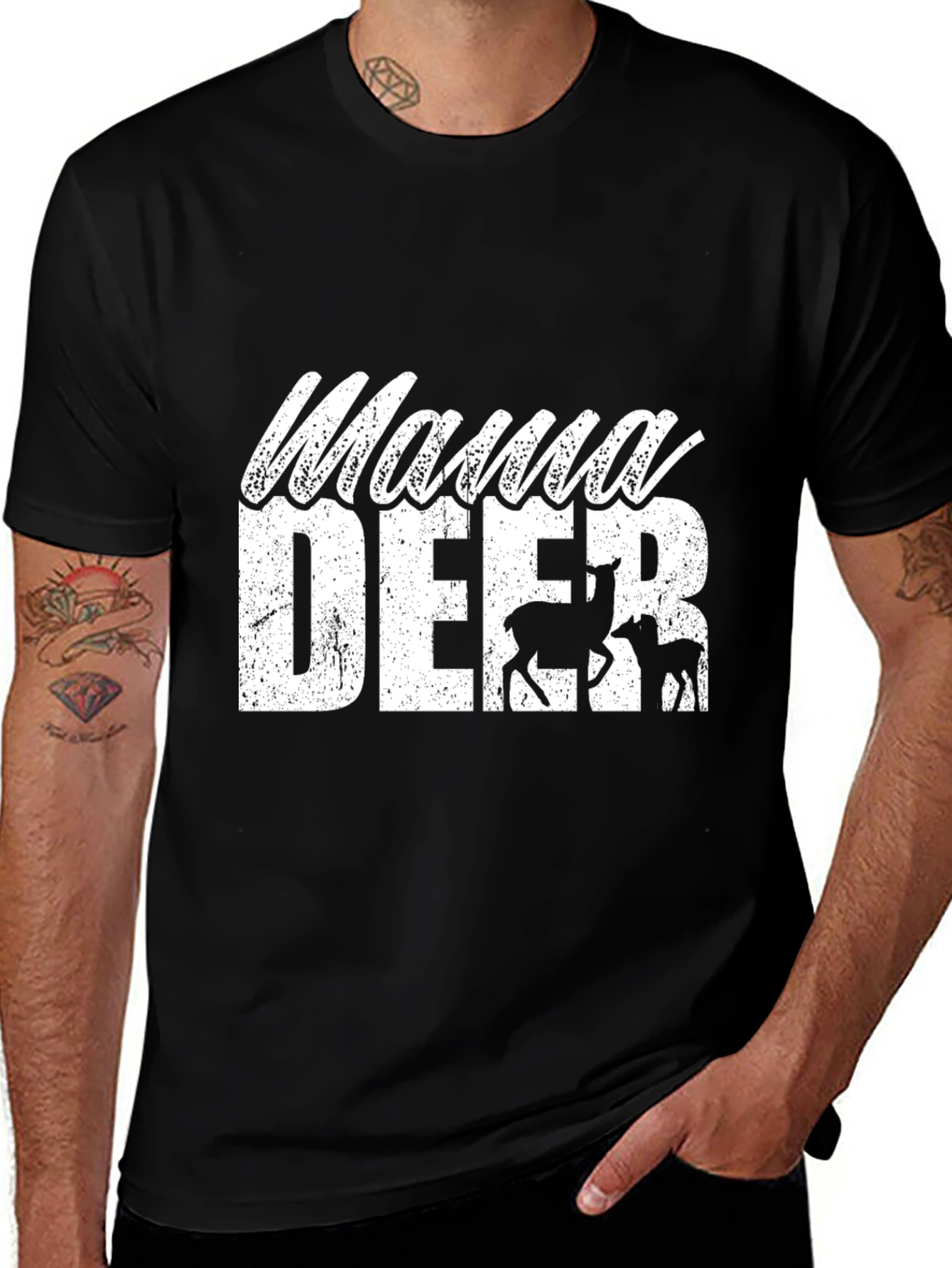 Mama Deer Graphic Tee - Unisex Black T-Shirt