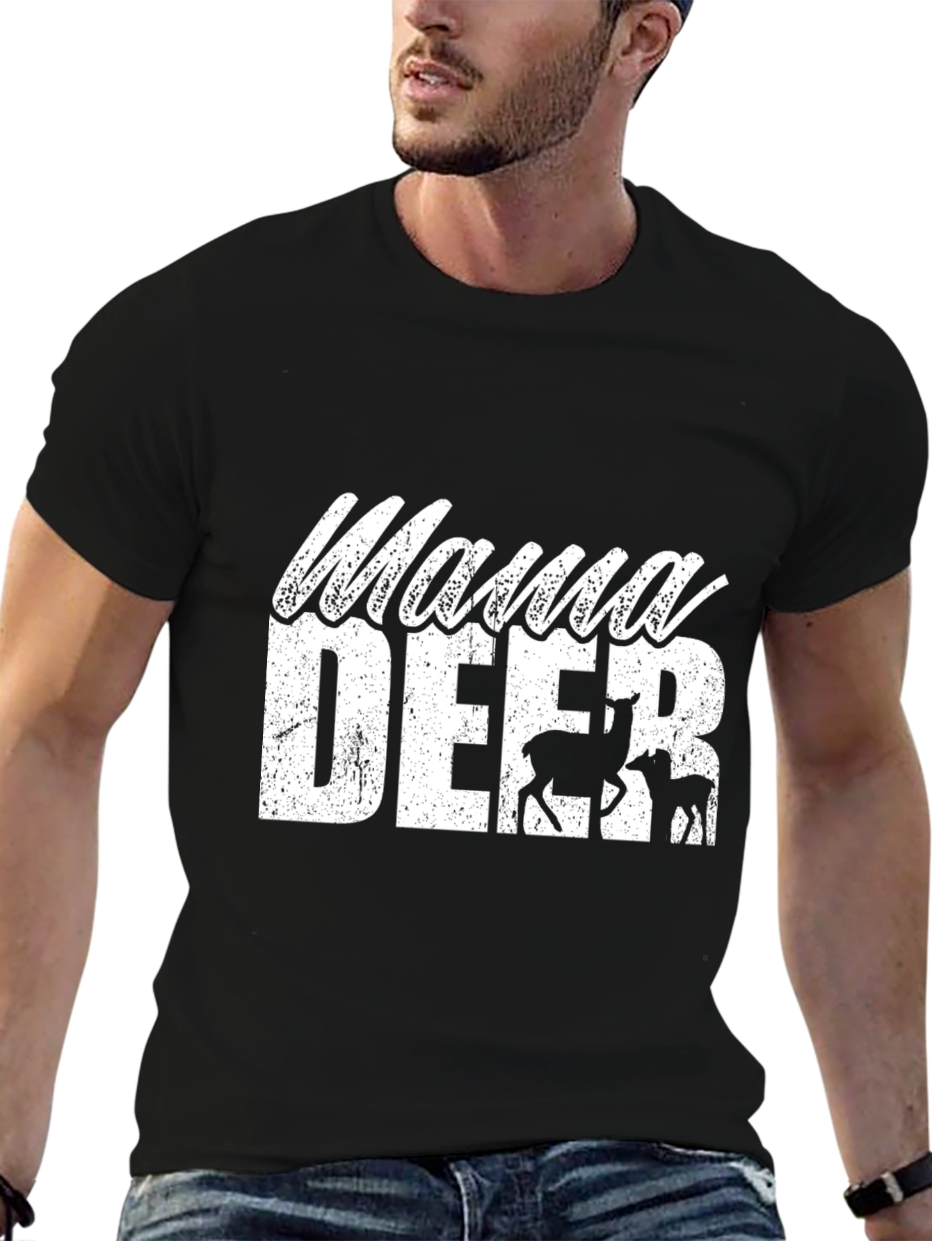 Mama Deer Graphic Tee - Unisex Black T-Shirt