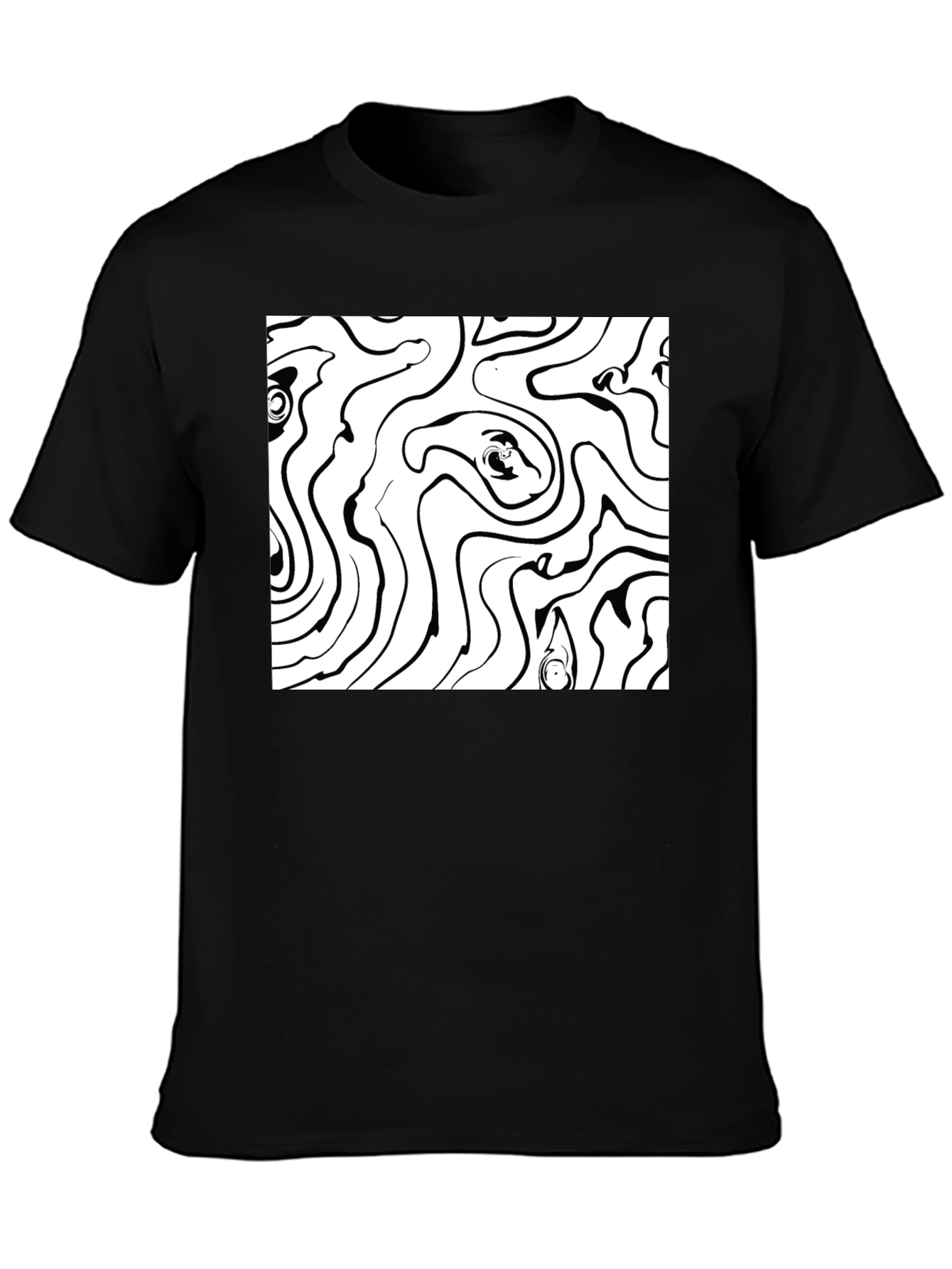 Abstract Swirl Graphic Tee - Black