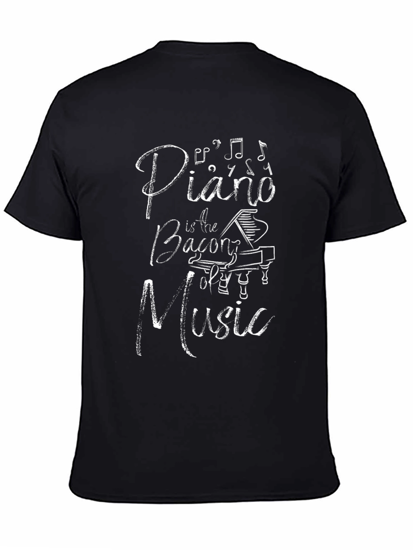 Piano is the Bacon of Music Black T-Shirt