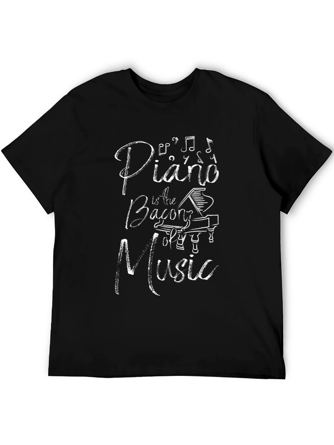 Piano is the Bacon of Music Black T-Shirt