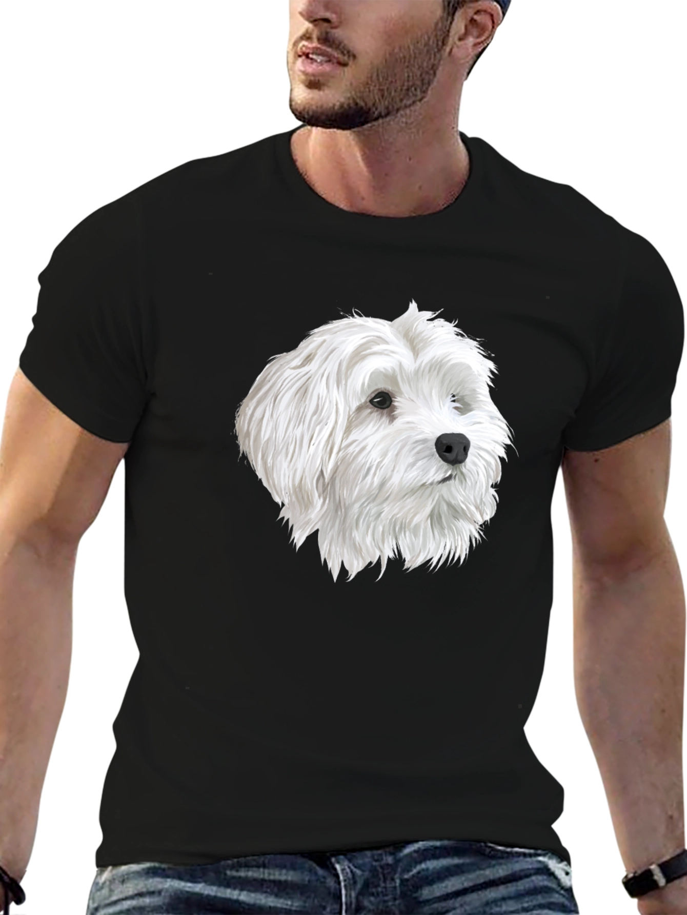 Dog Head Graphic Black T-Shirt
