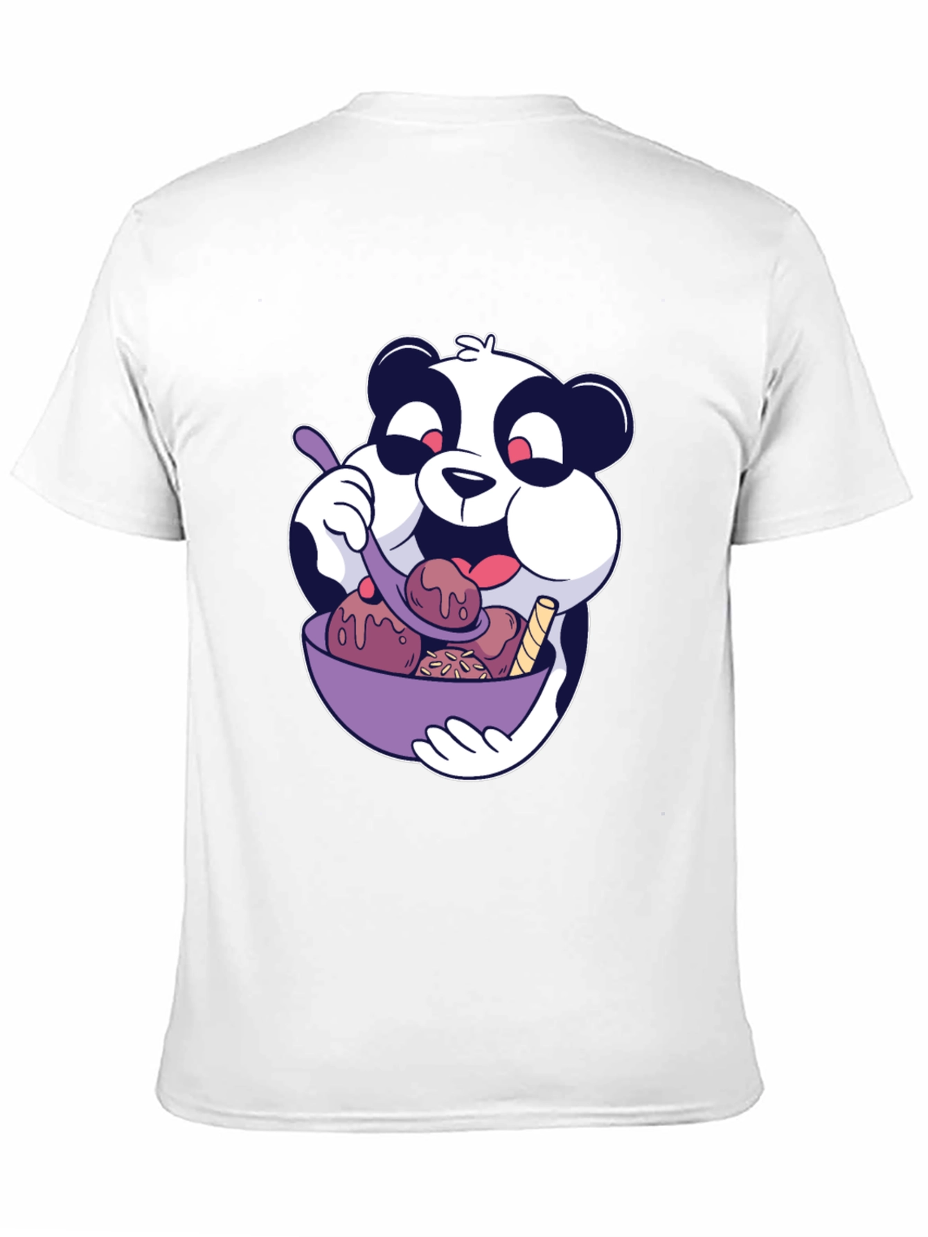 Panda Ice Cream Graphic Black T-Shirt