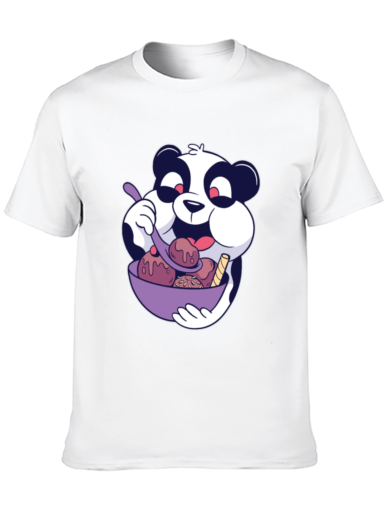Panda Ice Cream Graphic Black T-Shirt