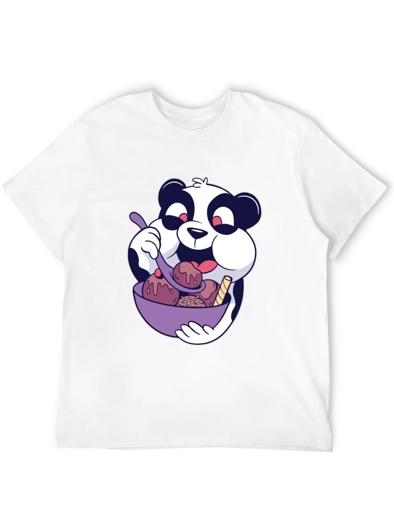 Panda Ice Cream Graphic Black T-Shirt