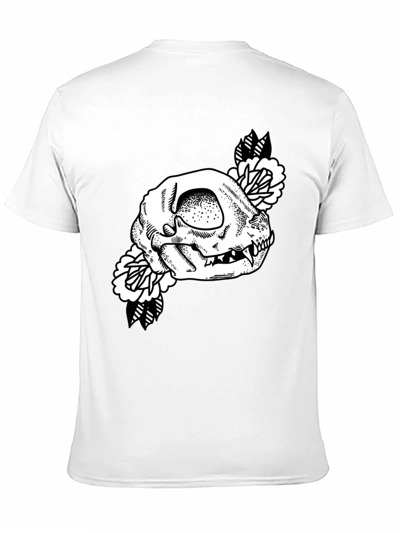 Skull Floral Graphic Tee - Black Cotton T-Shirt