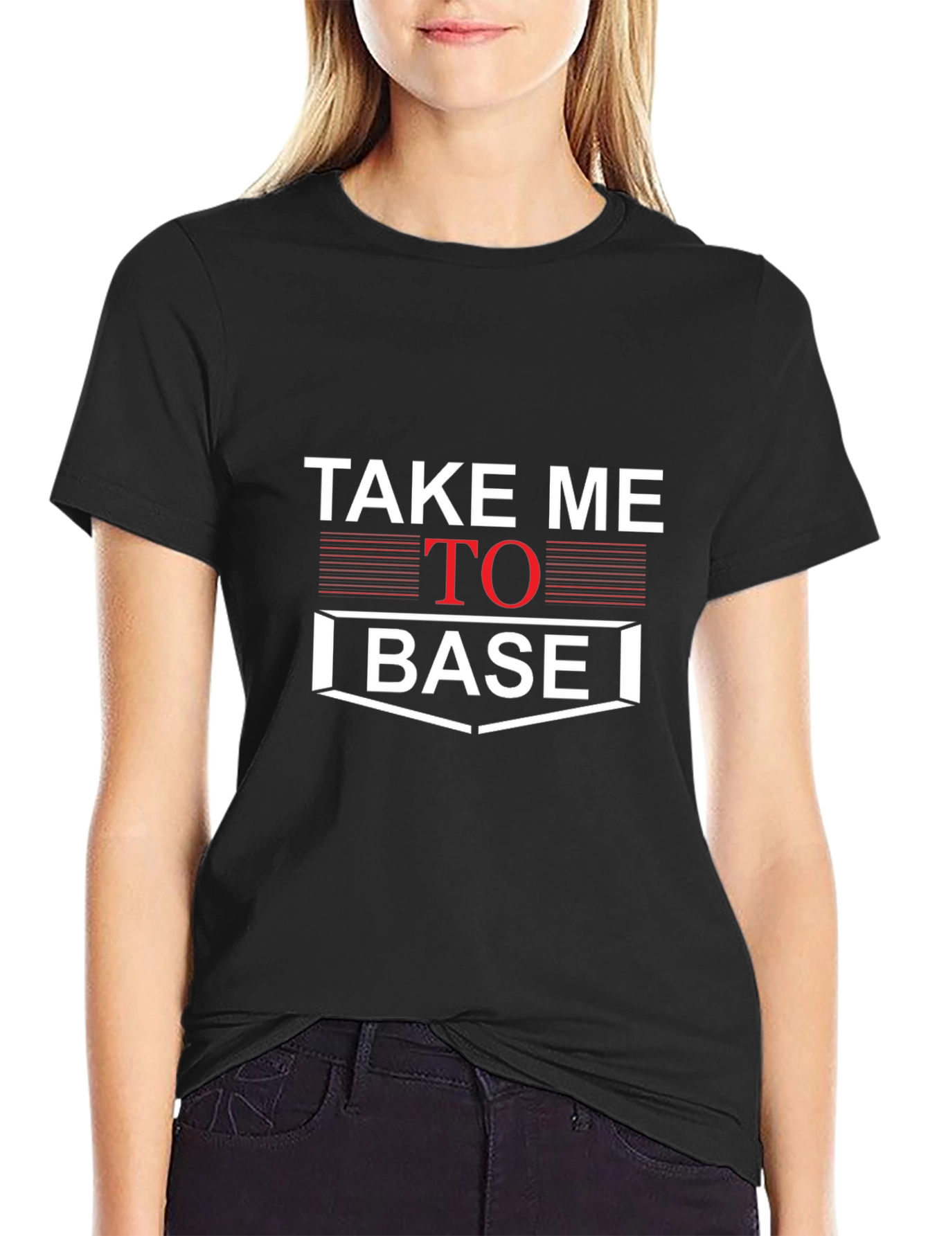 Take Me To Base Black Graphic Tee Shirt