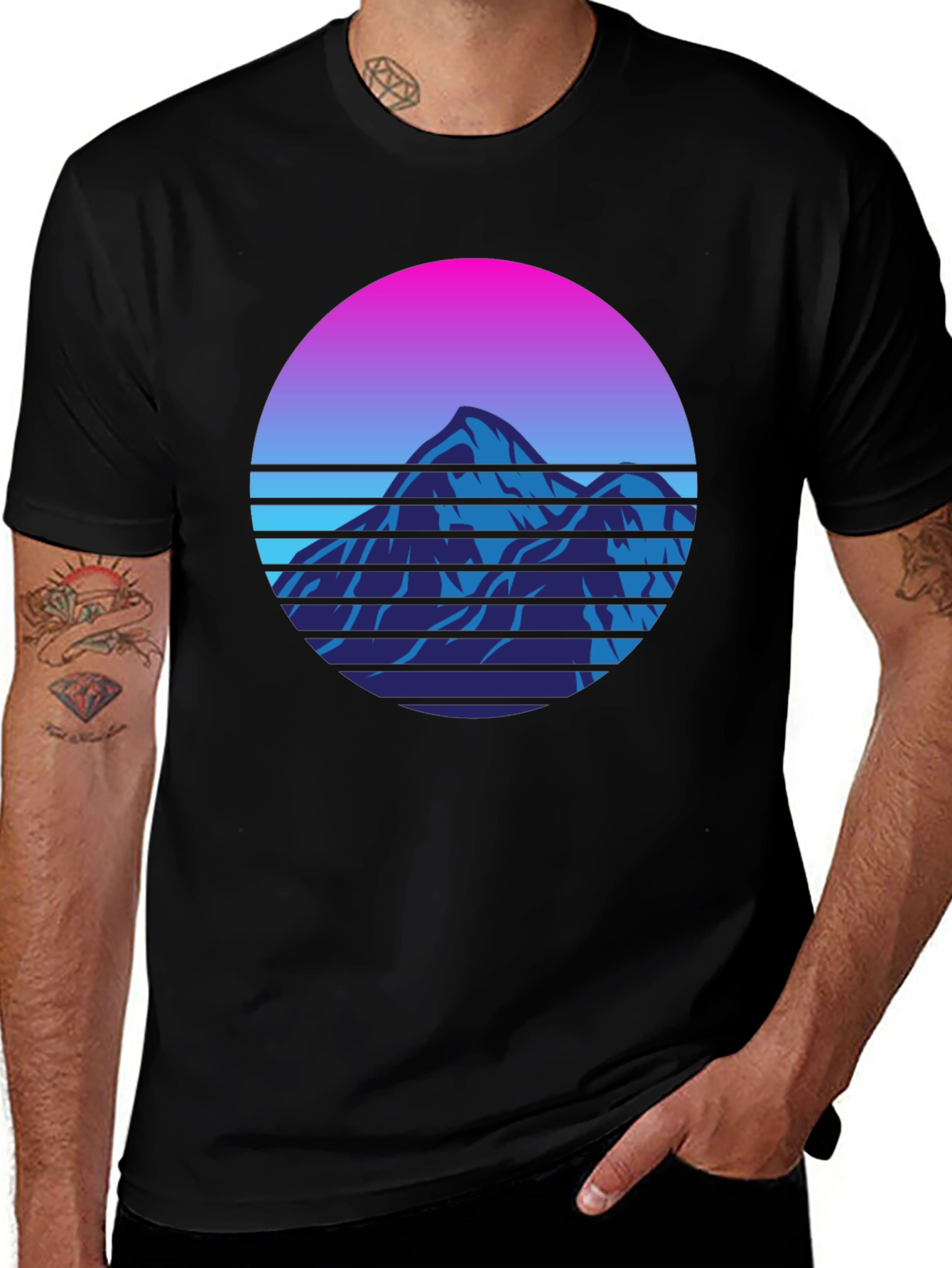 Retro Mountain Graphic Tee - 80s Style T-Shirt