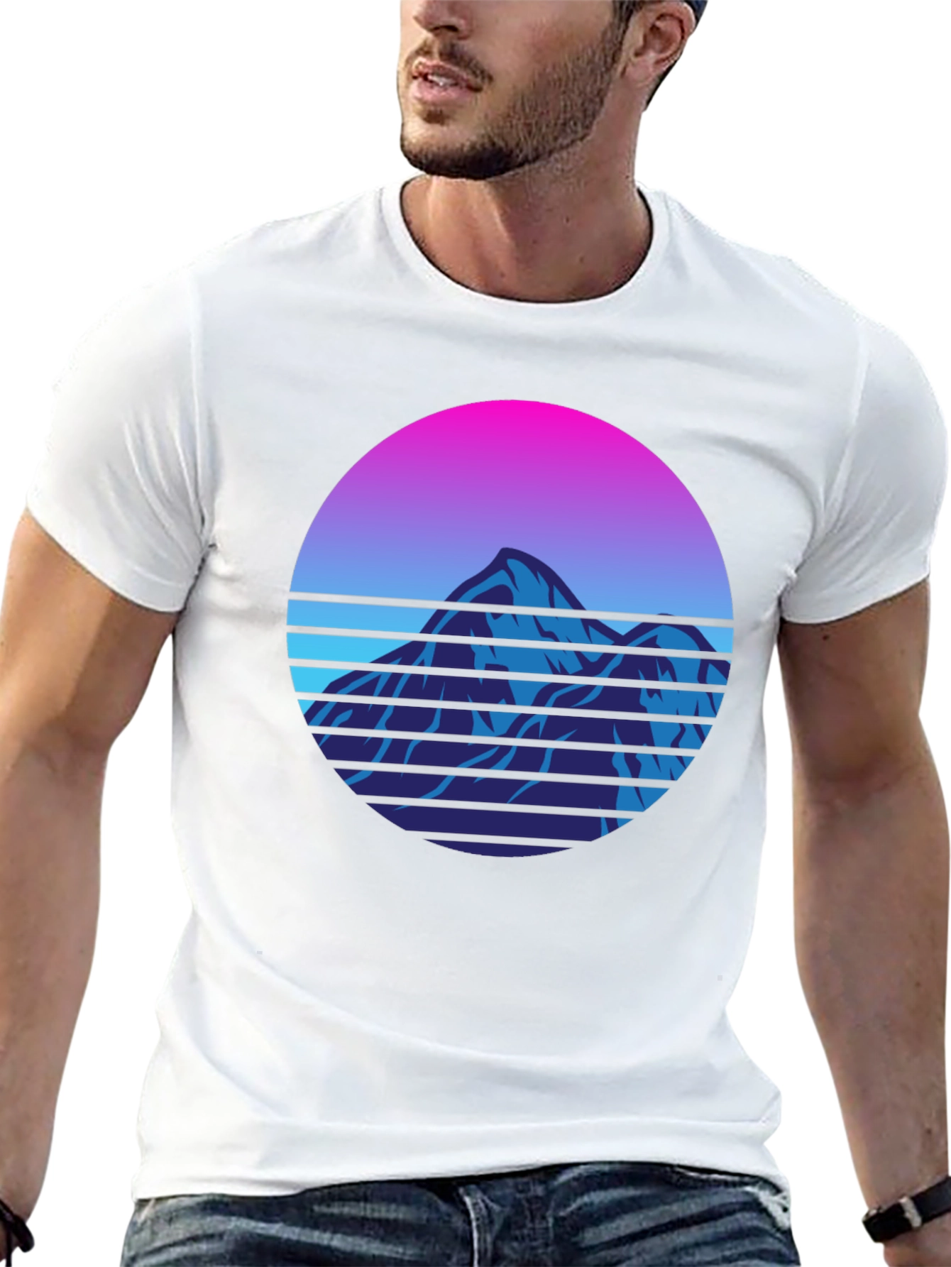Retro Mountain Graphic Tee - 80s Style T-Shirt