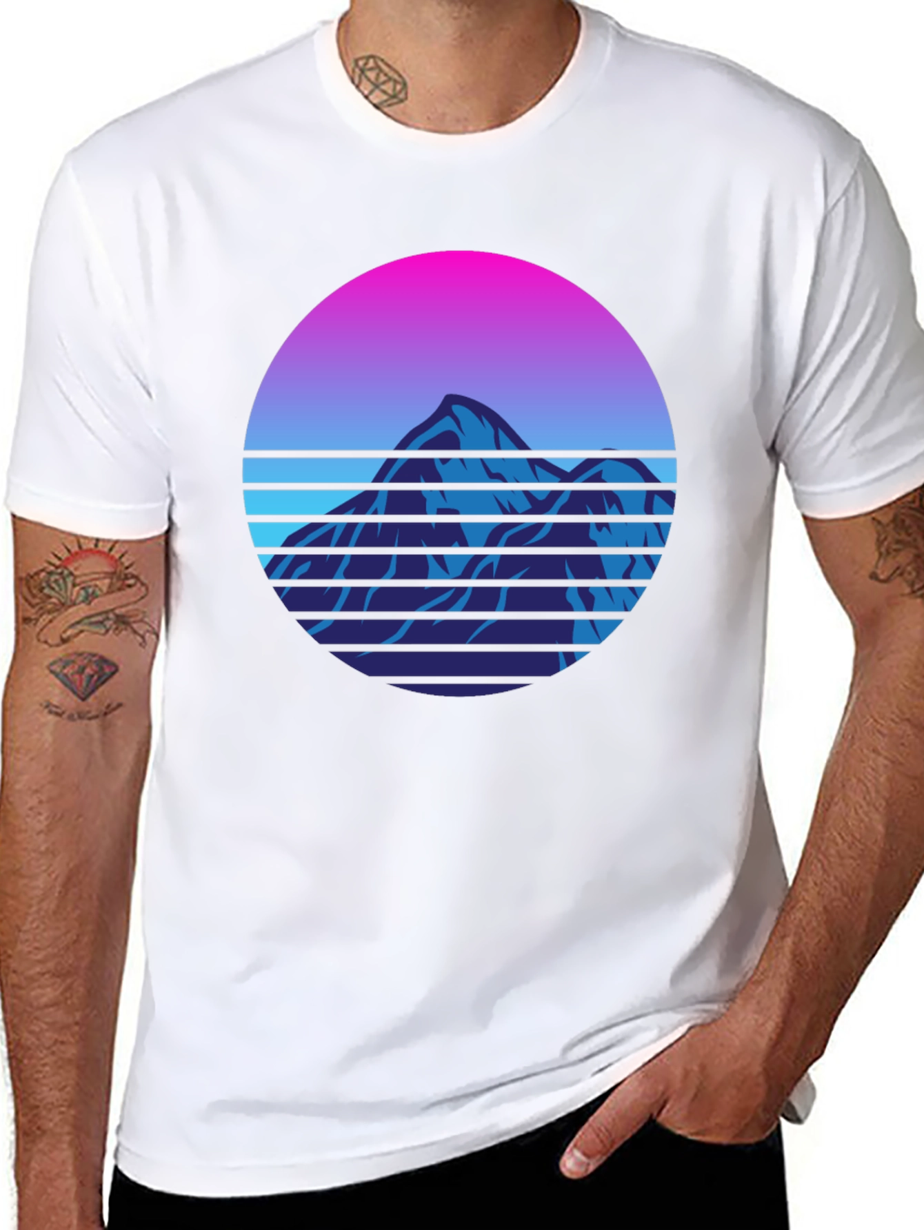 Retro Mountain Graphic Tee - 80s Style T-Shirt