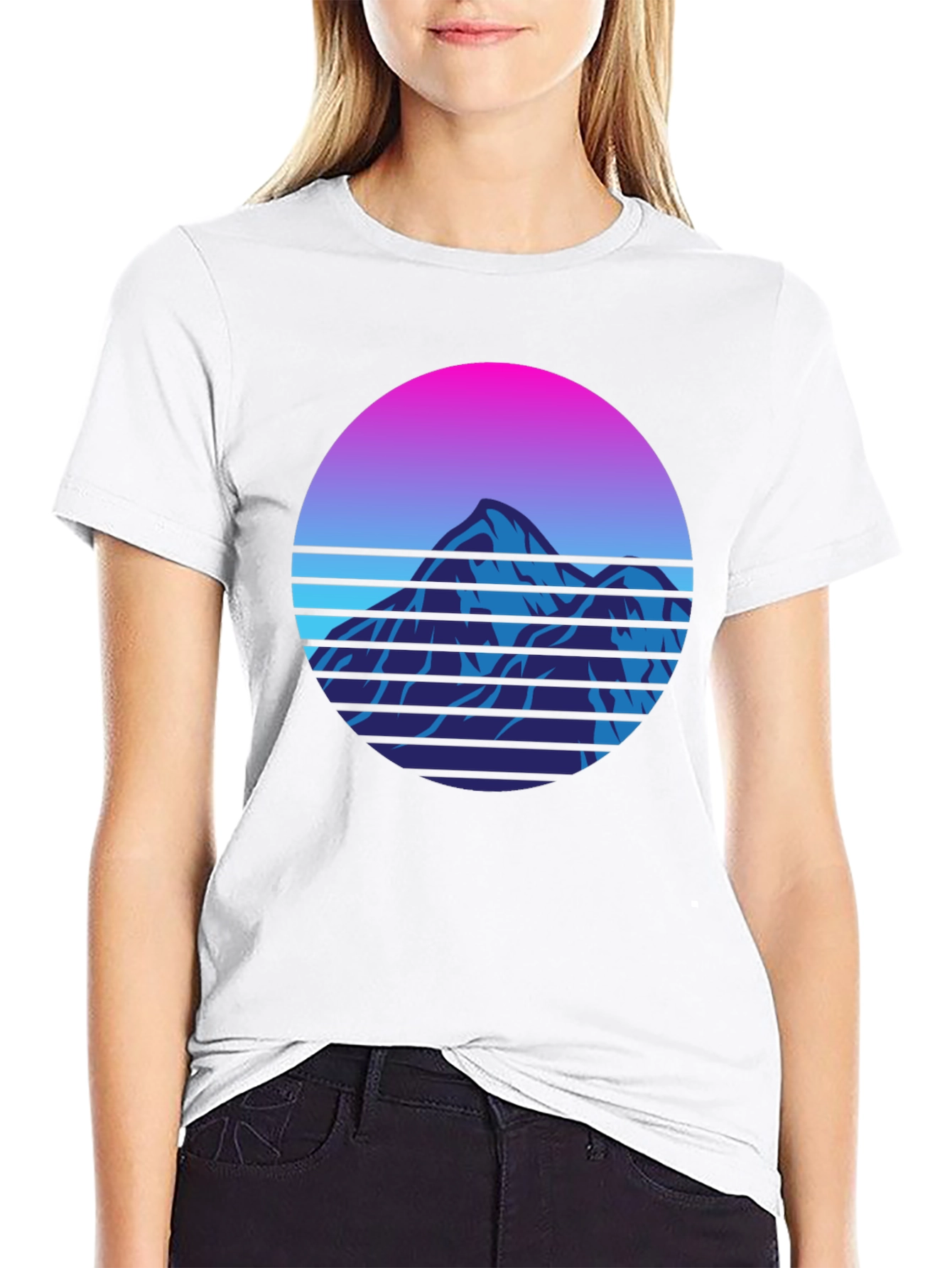 Retro Mountain Graphic Tee - 80s Style T-Shirt