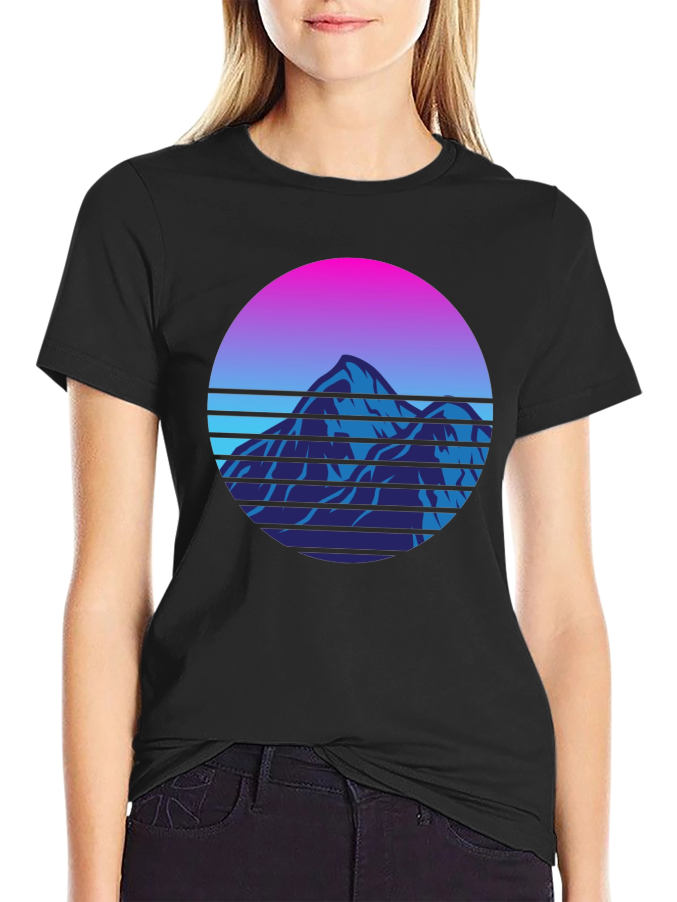 Retro Mountain Graphic Tee - 80s Style T-Shirt