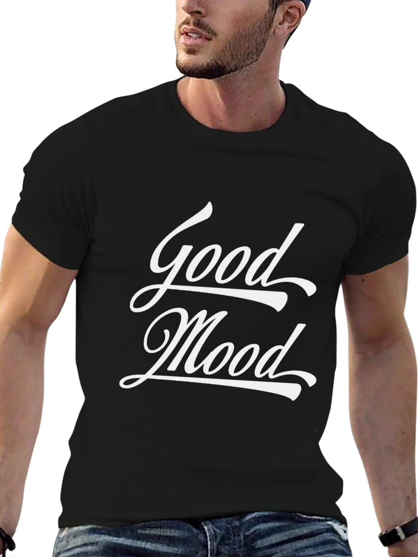Good Mood Black Graphic Tee - Casual Style