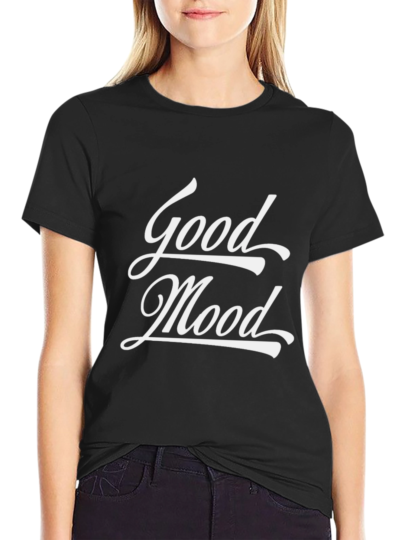 Good Mood Black Graphic Tee - Casual Style