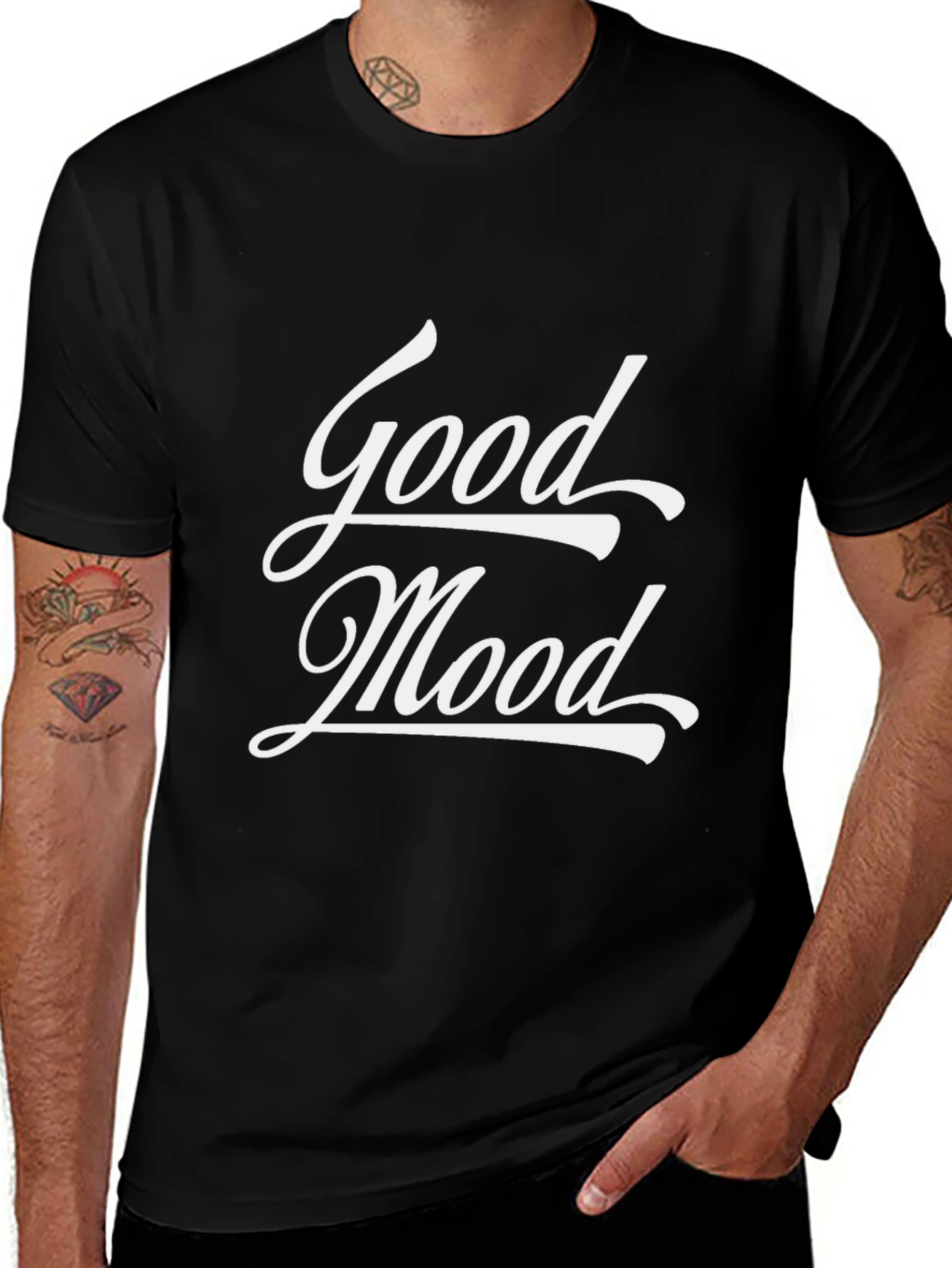 Good Mood Black Graphic Tee - Casual Style