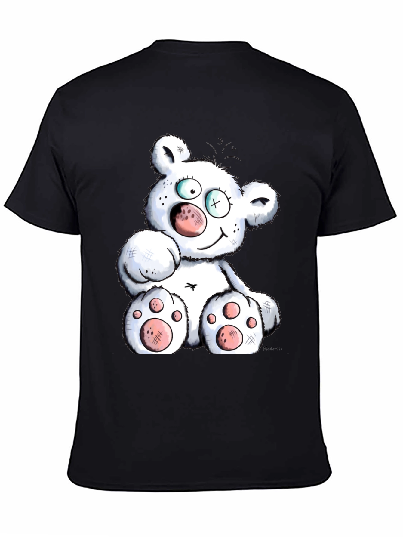 Cartoon Bear Graphic Black T-Shirt