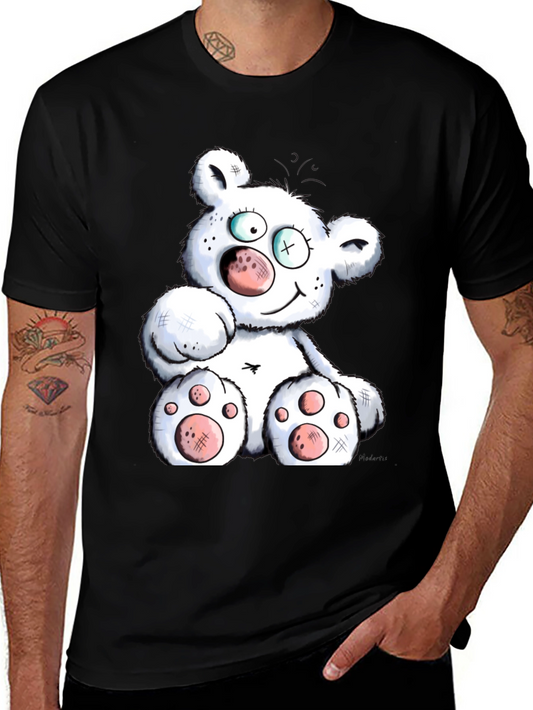Cartoon Bear Graphic Black T-Shirt
