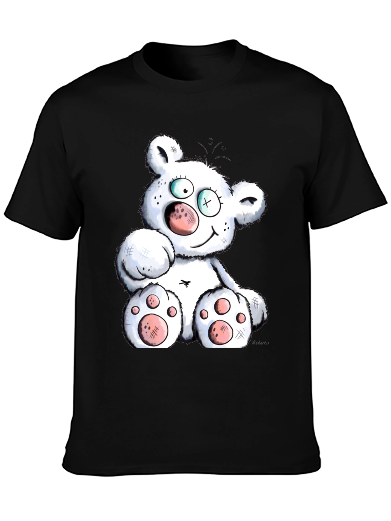 Cartoon Bear Graphic Black T-Shirt