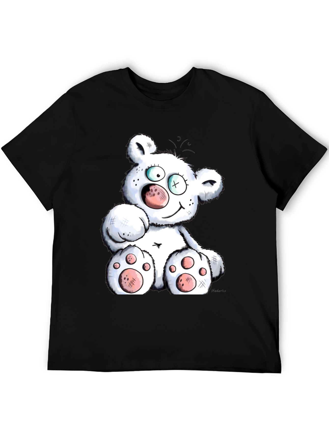 Cartoon Bear Graphic Black T-Shirt