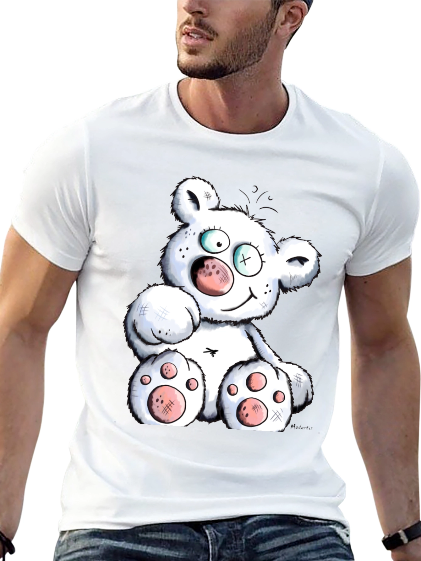 Cartoon Bear Graphic Black T-Shirt