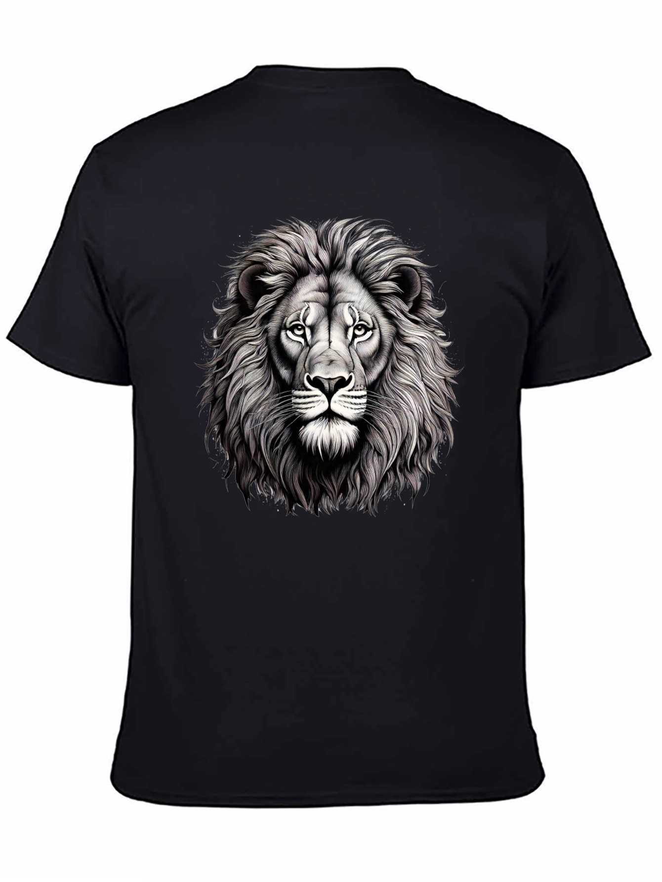 Lion Graphic Tee - Mens Black Cotton T-Shirt