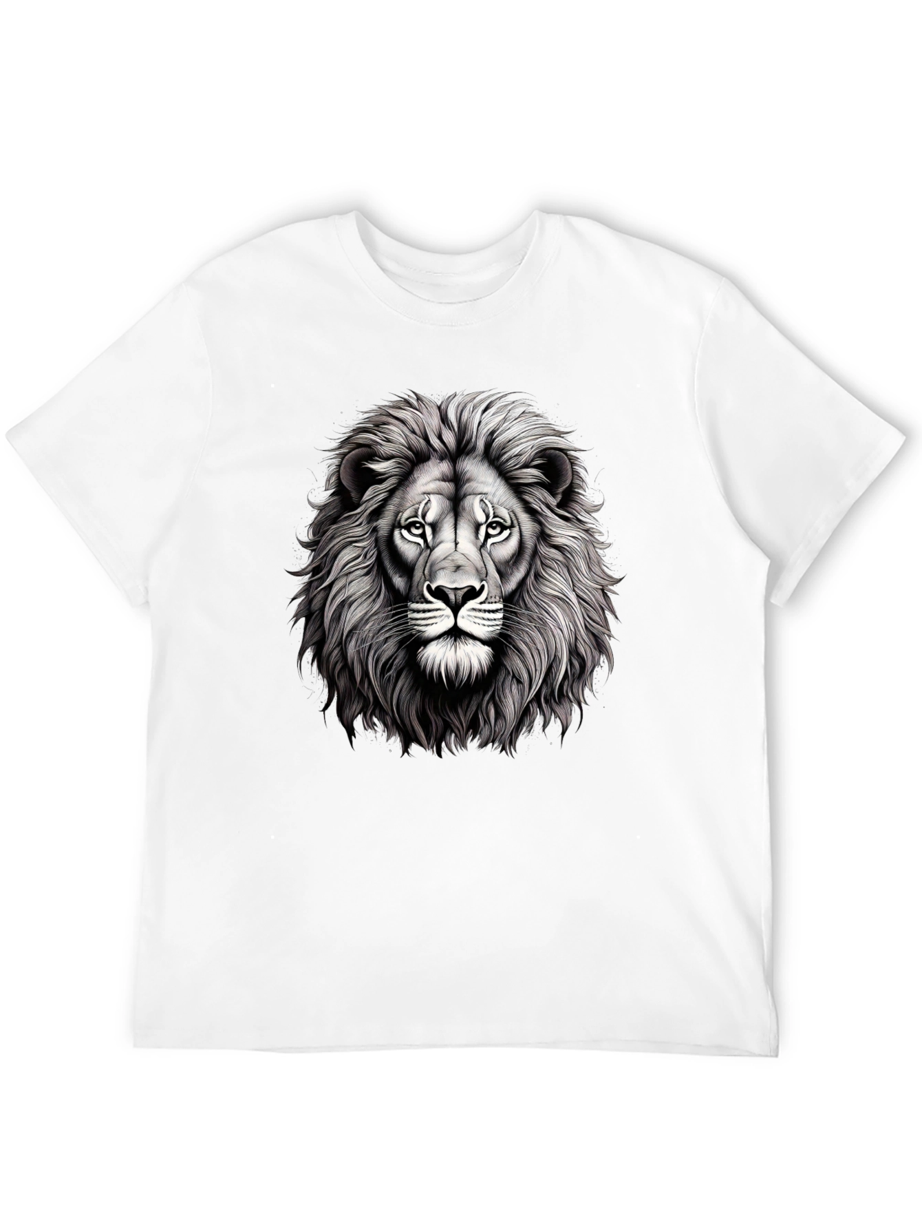 Lion Graphic Tee - Mens Black Cotton T-Shirt