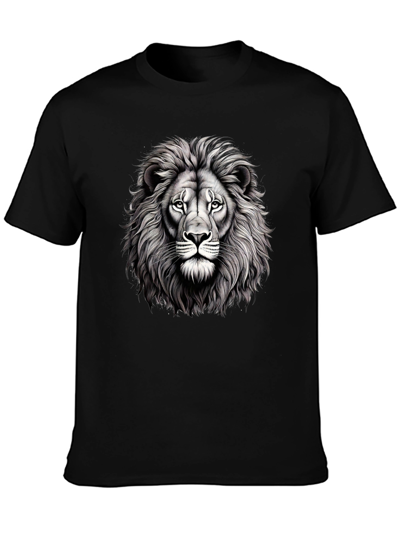 Lion Graphic Tee - Mens Black Cotton T-Shirt