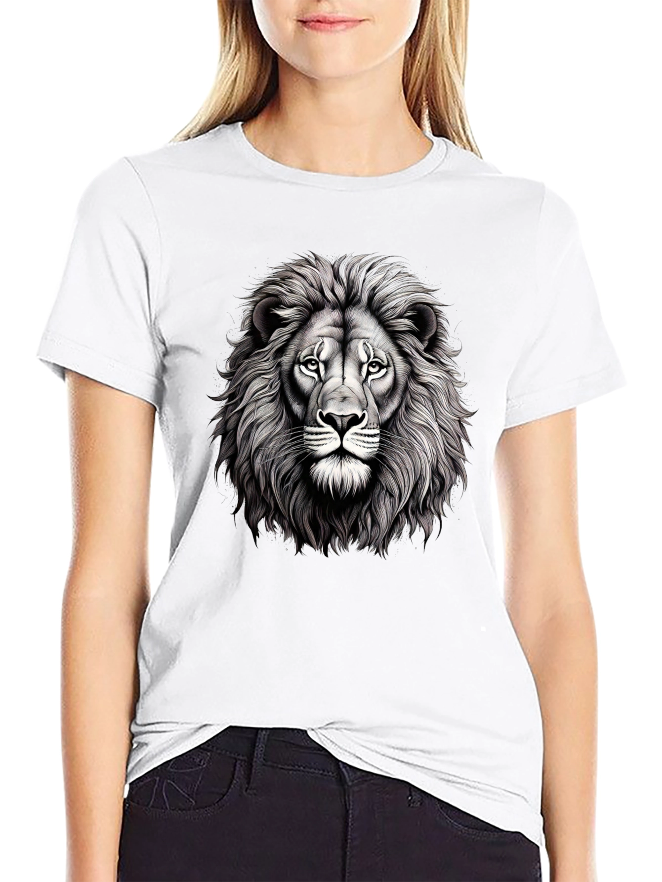 Lion Graphic Tee - Mens Black Cotton T-Shirt