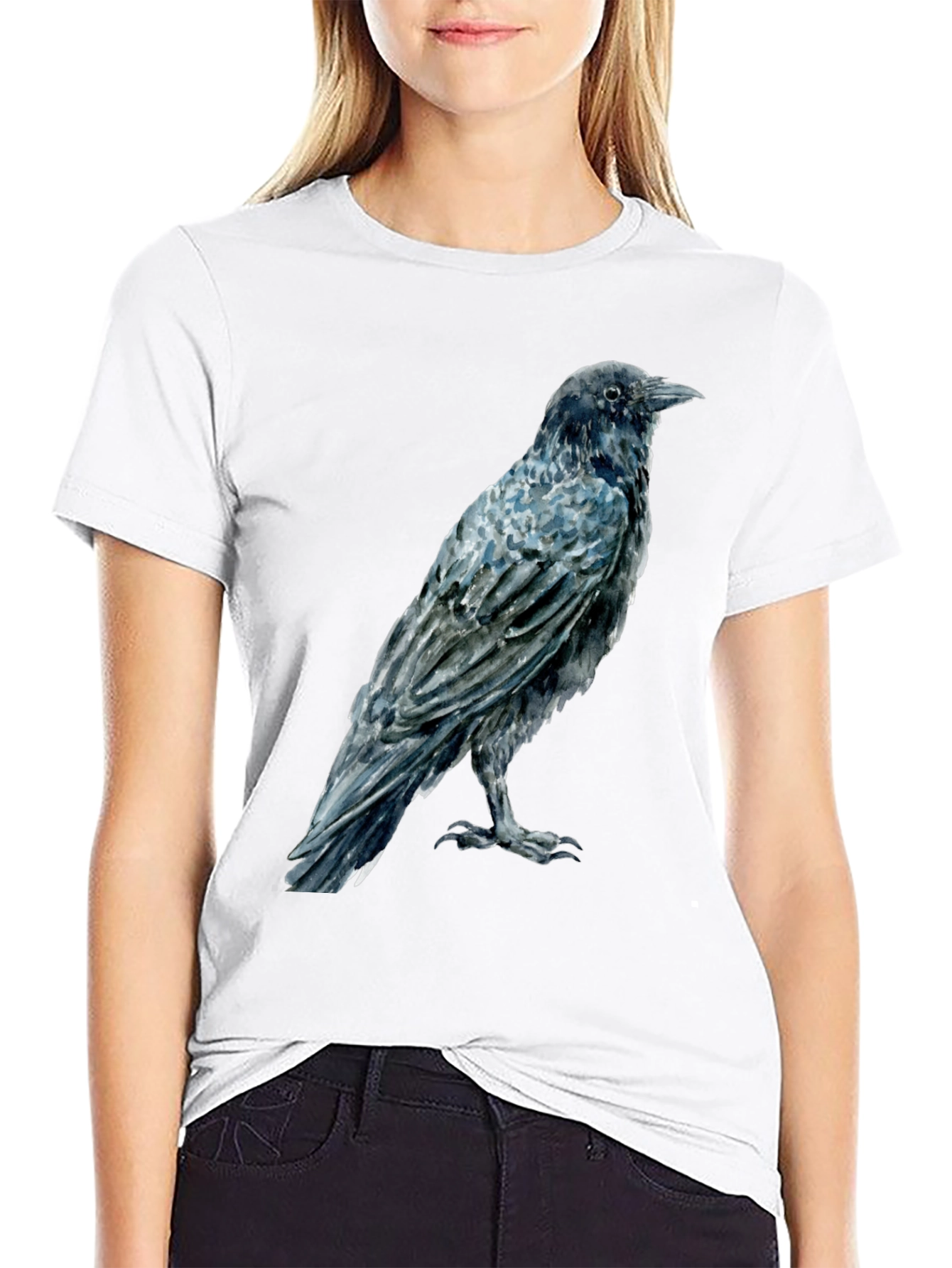 Raven Print Mens Black T-Shirt